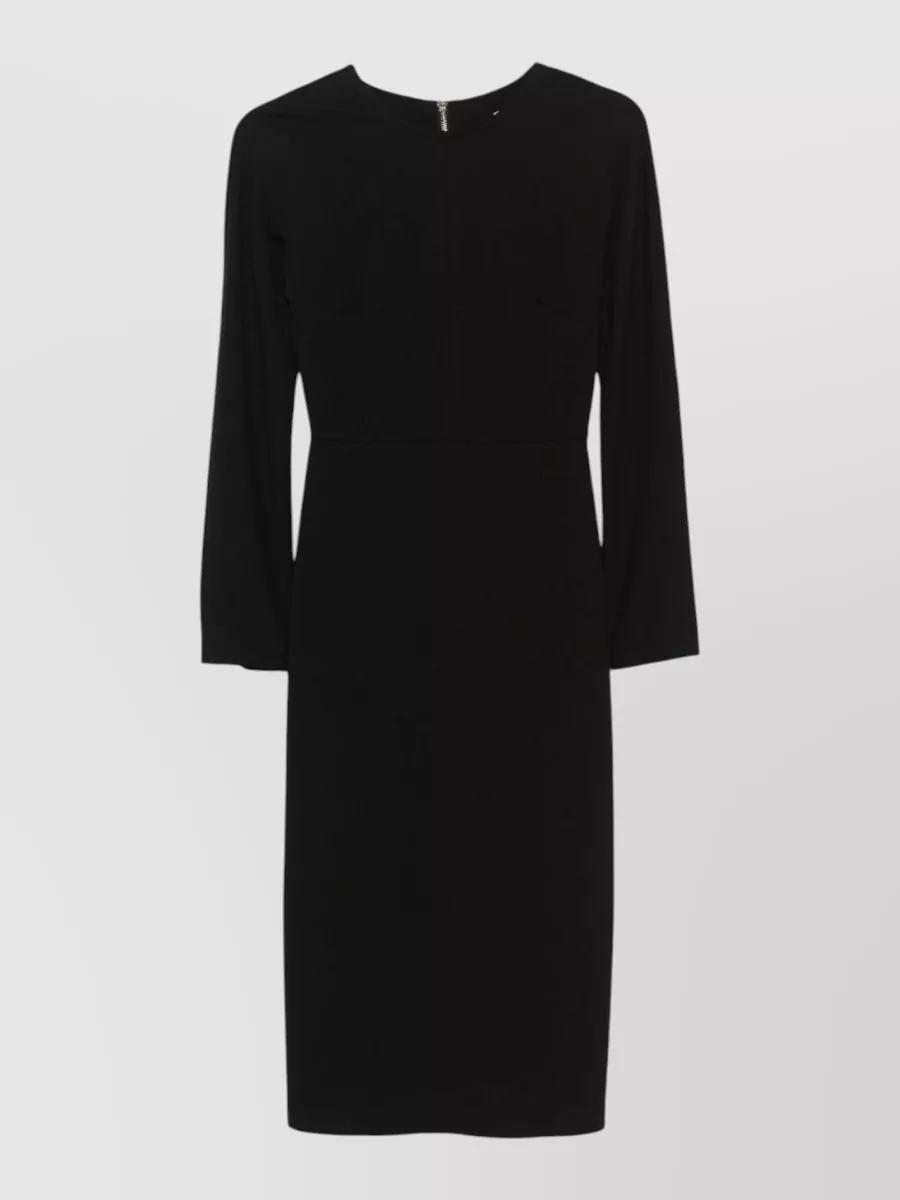 black long sleeve pencil cut dress DARING DIVA Women's Vintage Pencil Asymmetrical Neck Long Sleeves Dress L Black
