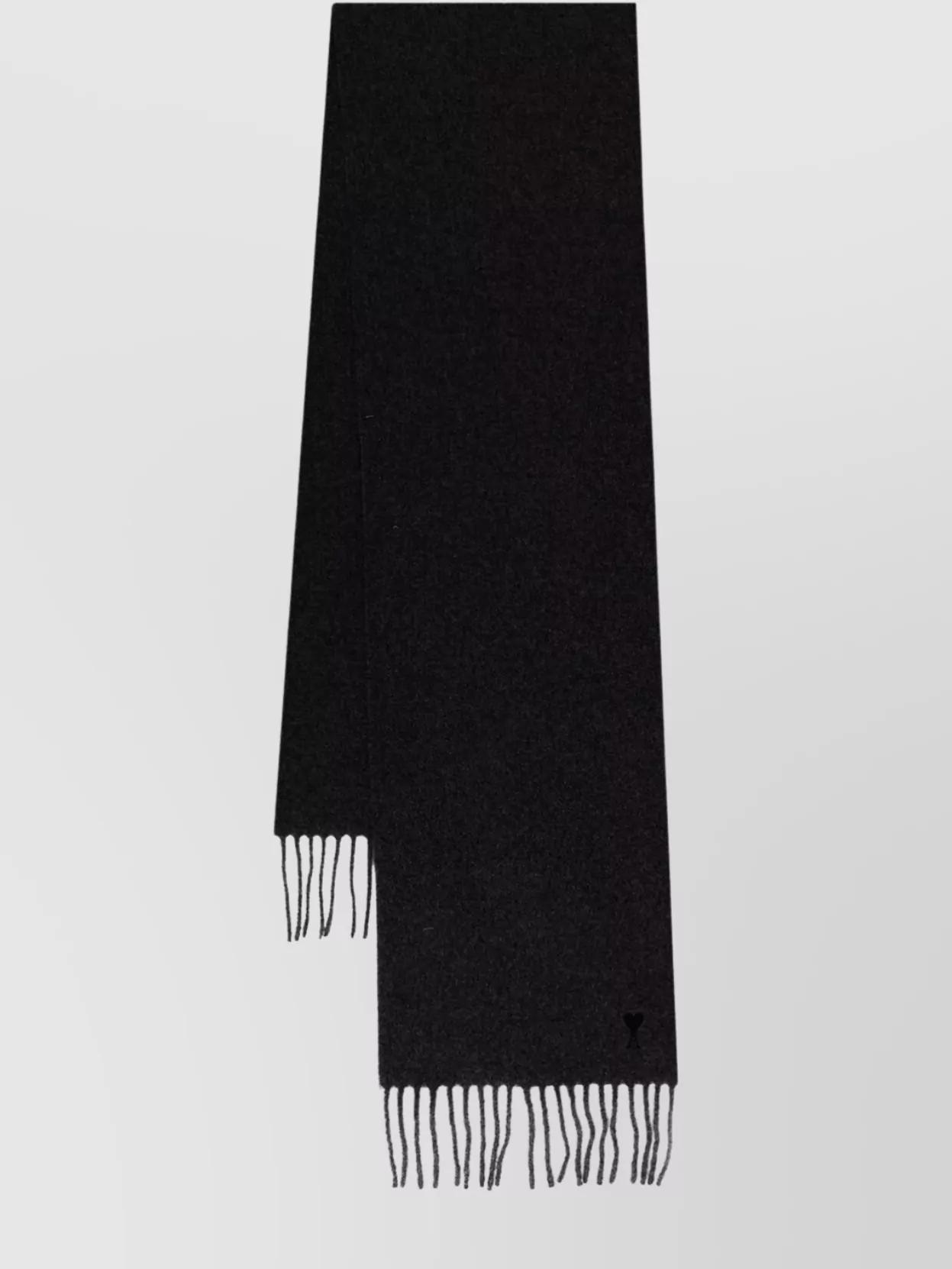 【 AMI PARIS 】 Black Fringe Scarf AMI Paris AMI DE COEUR NOIR SCARF Black | BSTN Store