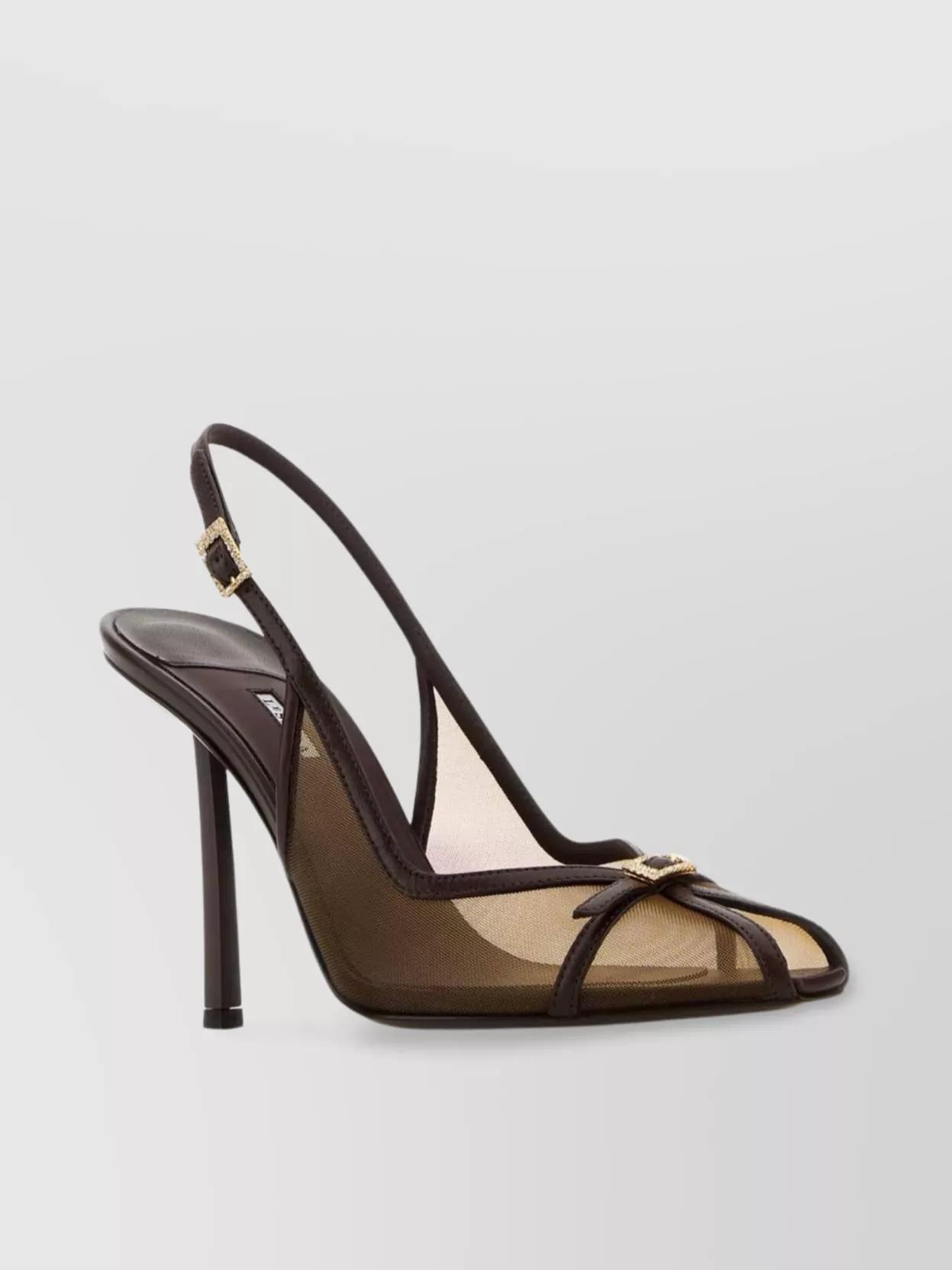 パンプス LE SILLA CHANEL VITTORIA SLINGBACKS IN MESH AND LEATHER VITTORIA SLINGBACK 100 mm OPIUM | Le Silla