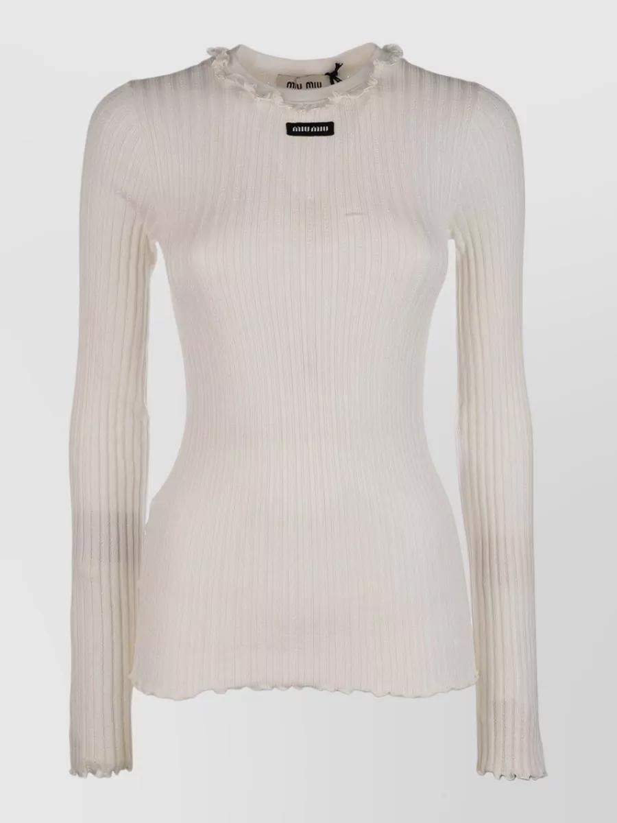 トップス MIUMIU Asymmetry Frilly Knit Long Tops Miu Miu Long-sleeved tops for Women | Online Sale up to 43% off | Lyst