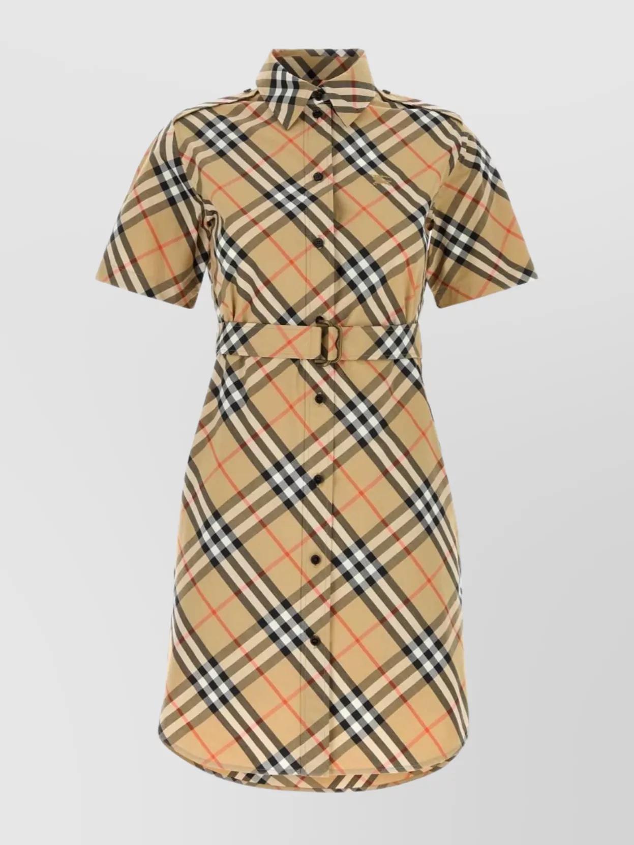 BURBERRY CHEMISIER COTTON MINI DRESS ミニドレス BURBERRY beige cotton LAURINHA CHECK POPLIN MINI SHIRT Dress