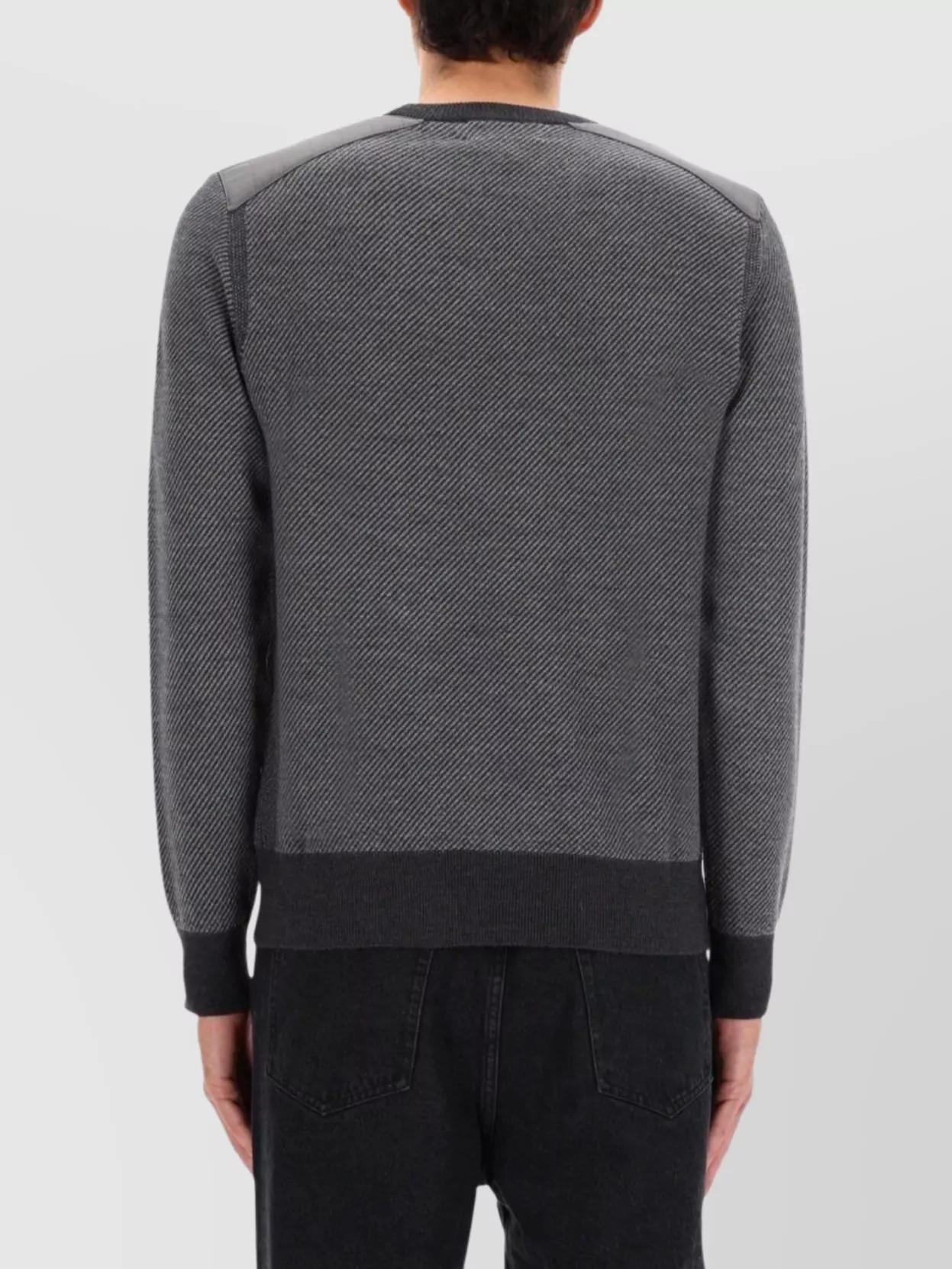 Belstaff Crew Neck Long Sleeve Sweater With Ribbed Cuffs in Grey