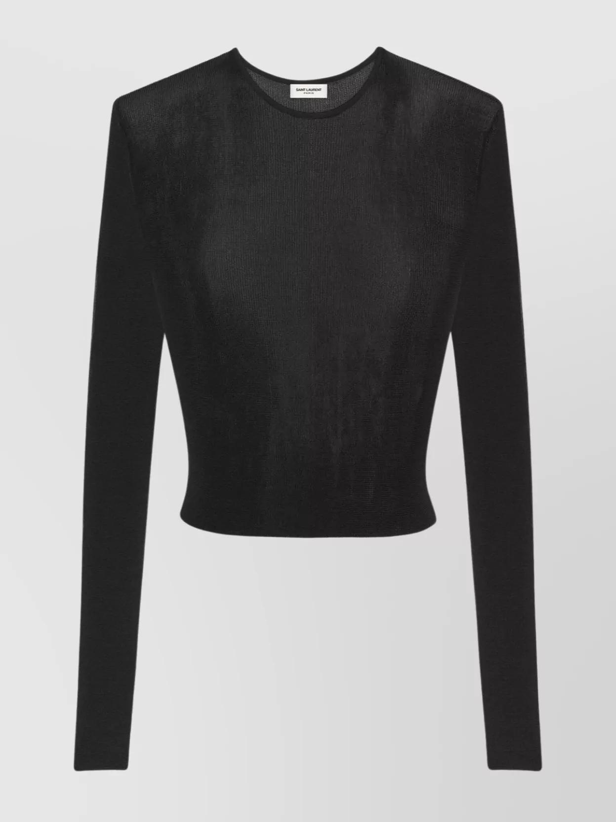 ★Saint Laurent★ Crop Long Sleeve T-Shirt Black 732931Y3G09 Women's Saint Laurent Long-sleeved tops | Lyst