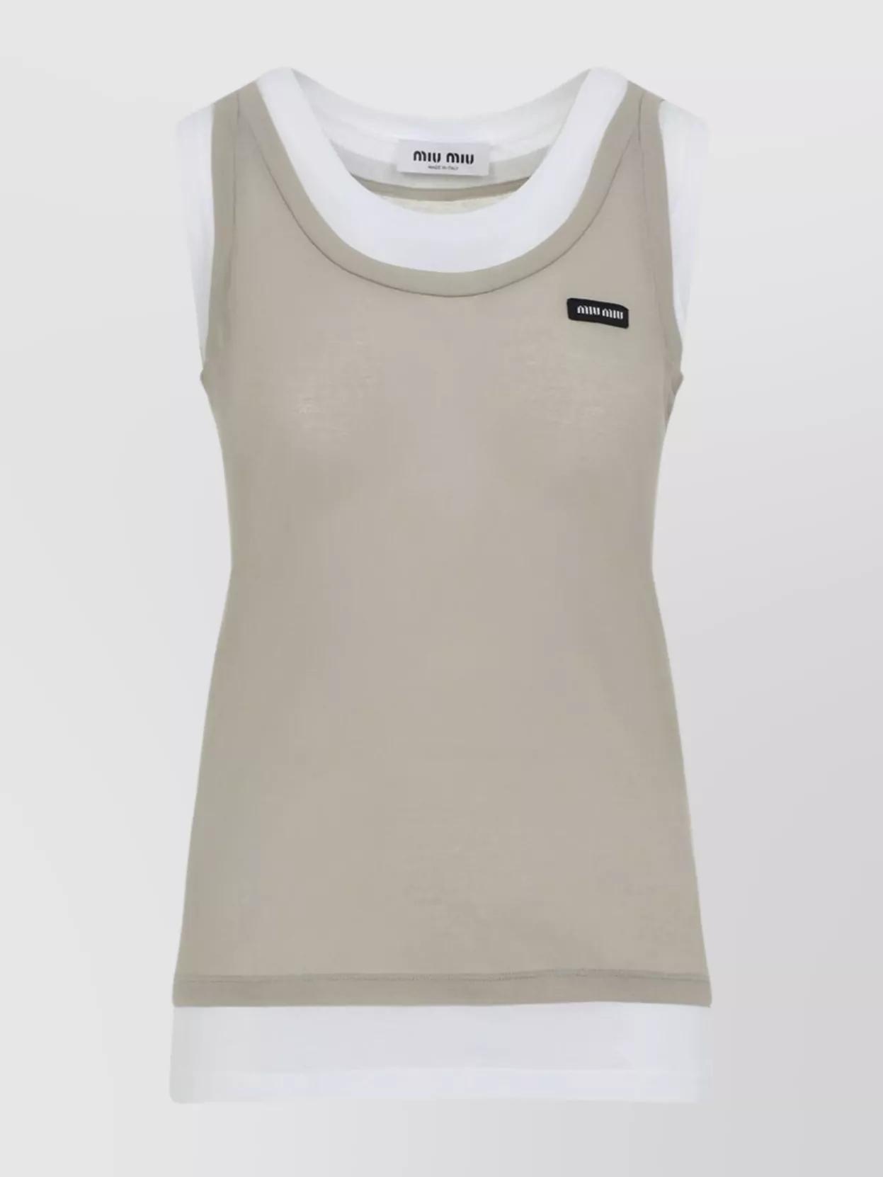 miu miu メッシュタンクトップ ホワイト miu miu メッシュタンクトップ ホワイト MIU MIU Tank Tops