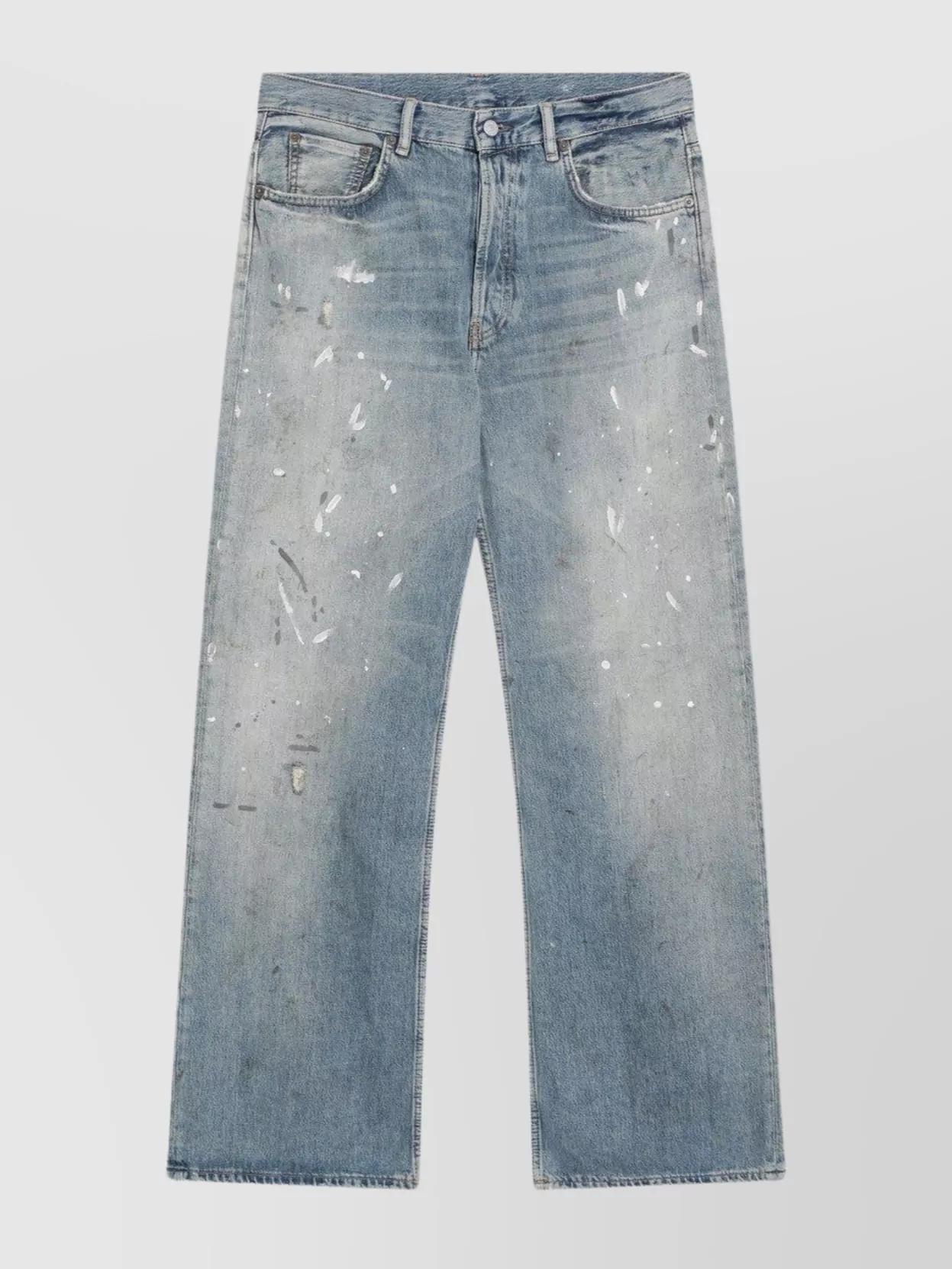 パンツ Acne Studios Archive Gray Straight Jeans Acne Studios - Straight-Leg Distressed Paint-Splattered