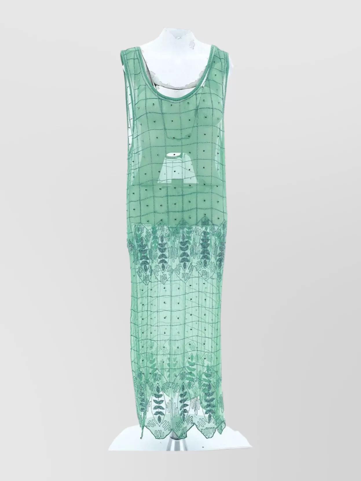Bode Beaded Grid Vine Dress in Green | Lyst