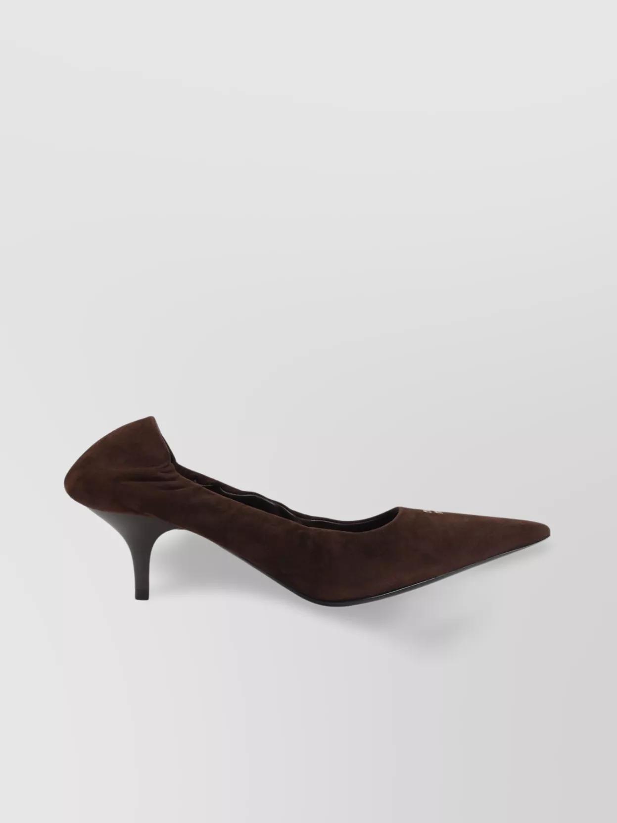 パンプス MIUMIU BROWN LEATHER PUMPS Miu Miu Brown Leather Studded 3inch Heel Pumps Size IT40 | eBay