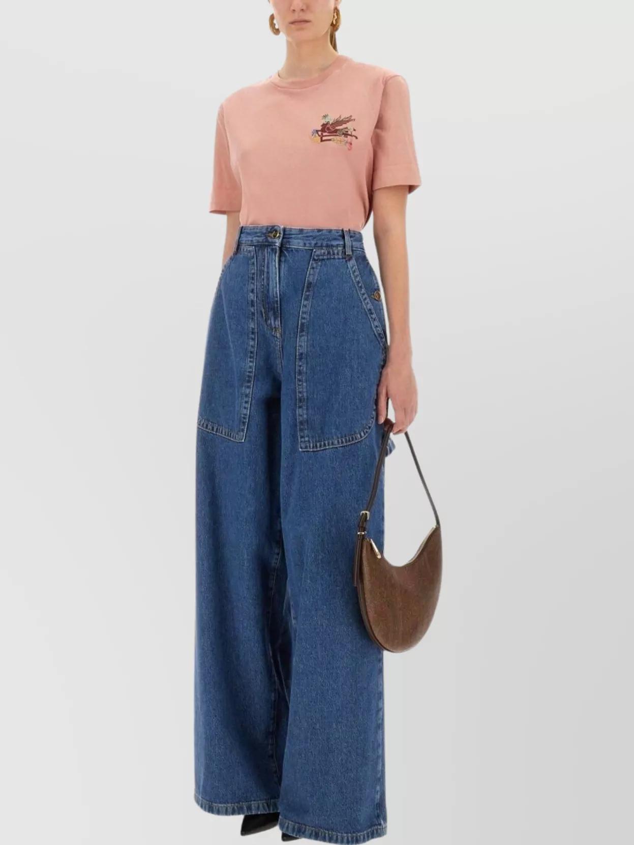 Tシャツ・カットソー ETRO Women Tunic Tops WRMA0010AU072 B1932 BLUE Etro Hand painted cotton T-shirt - Blue - Women | 1Y0209254201