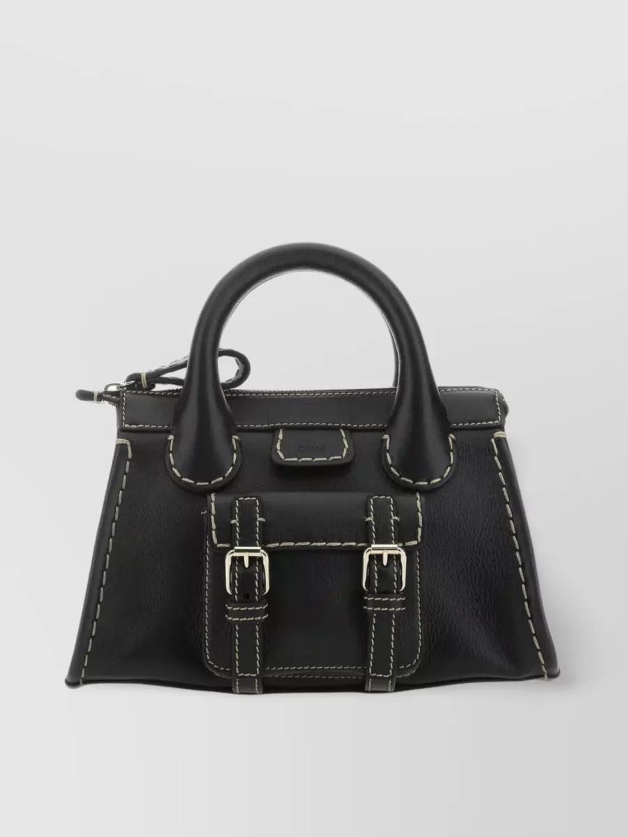 Chloé Compact Leather Edith Bag in Black | Lyst