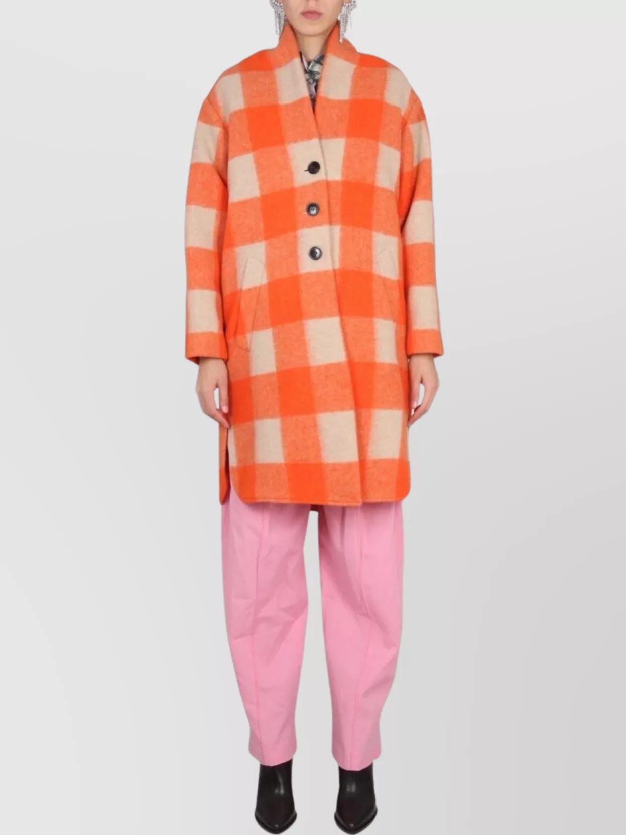 ★Isabel Marant★ Gabrielle Check Wool Coat Orange MA0019FAA MUSINSA | ISABEL MARANT Gabriel Checkered Wool Coat - Orange
