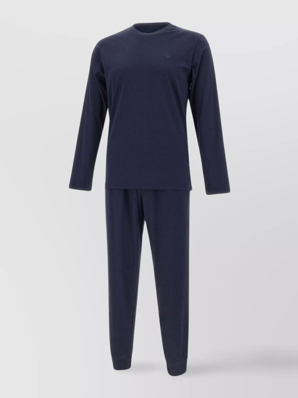 Emporio Armani Comfortable Long Sleeve Pajama Set in Blue for Men