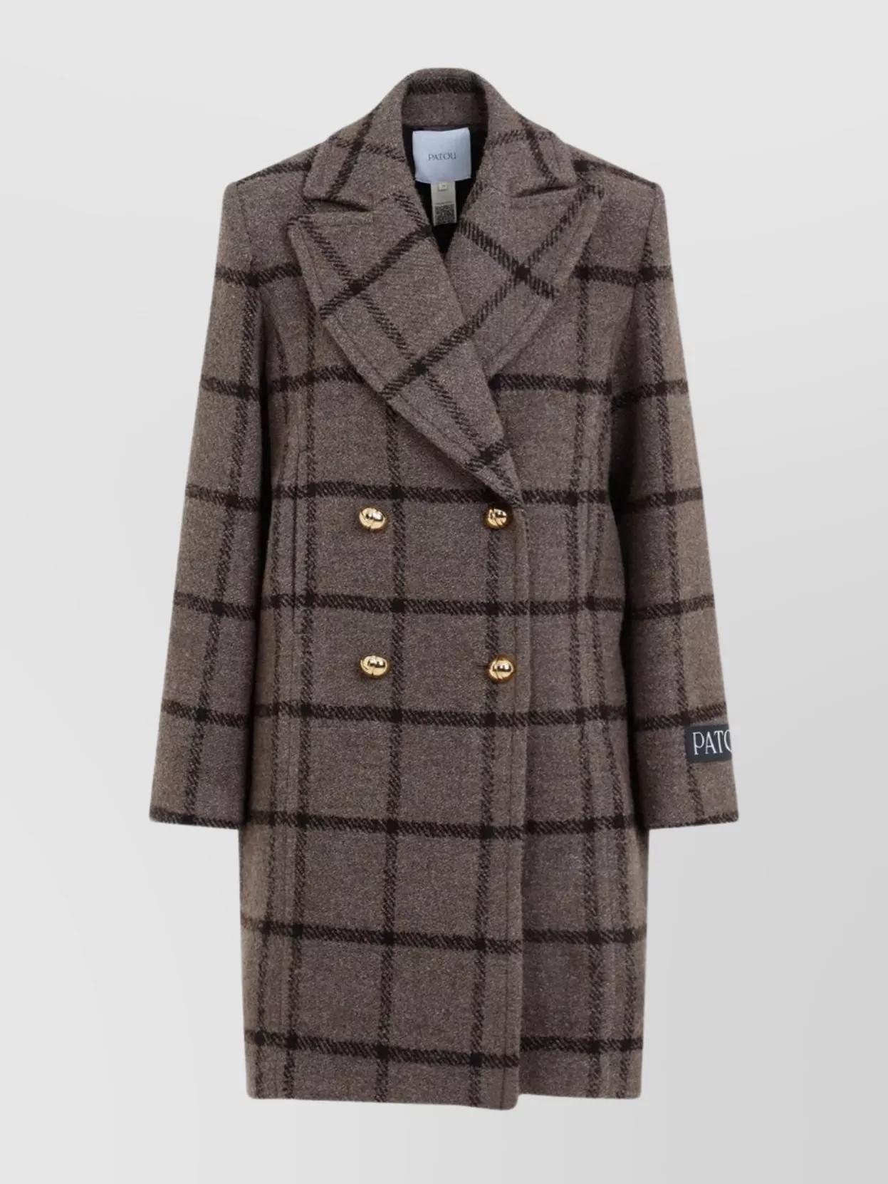 Patou Soft Tailored Checkered Coat in Gray | Lyst