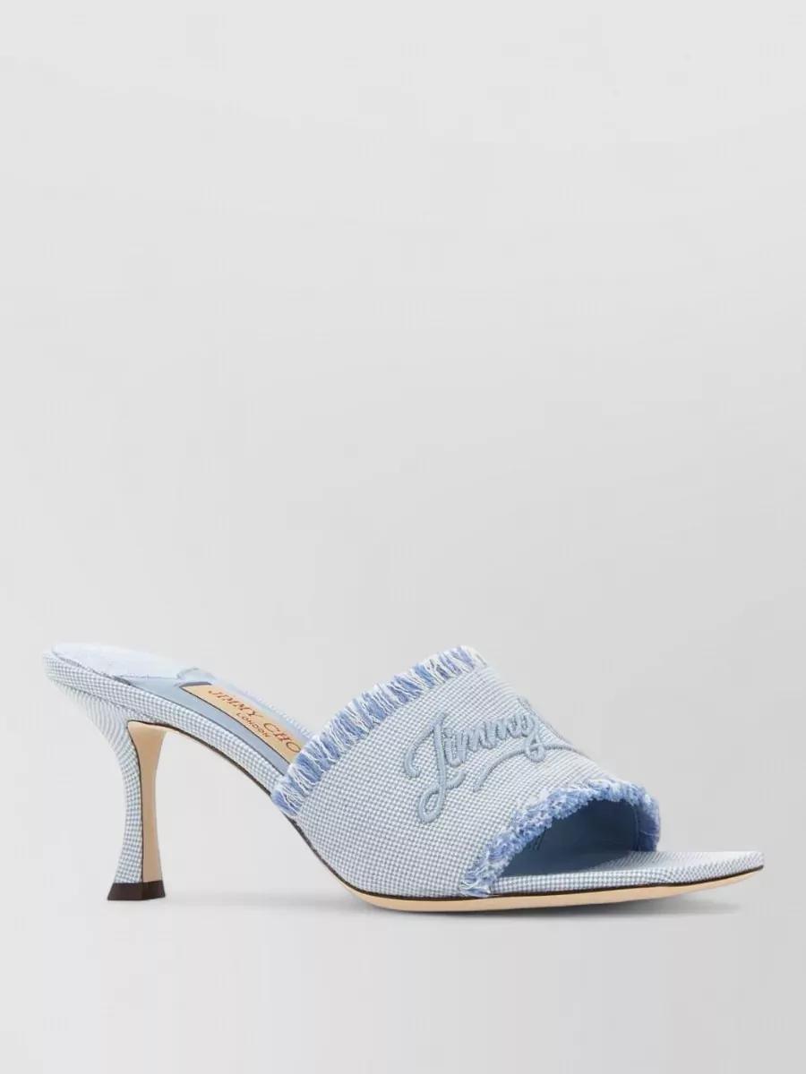 Jimmy Choo Denim Heels for Women | Lyst Jimmy Choo Denim Frayed Peep-Toe Ankle Strap Heels - Blue main image 0