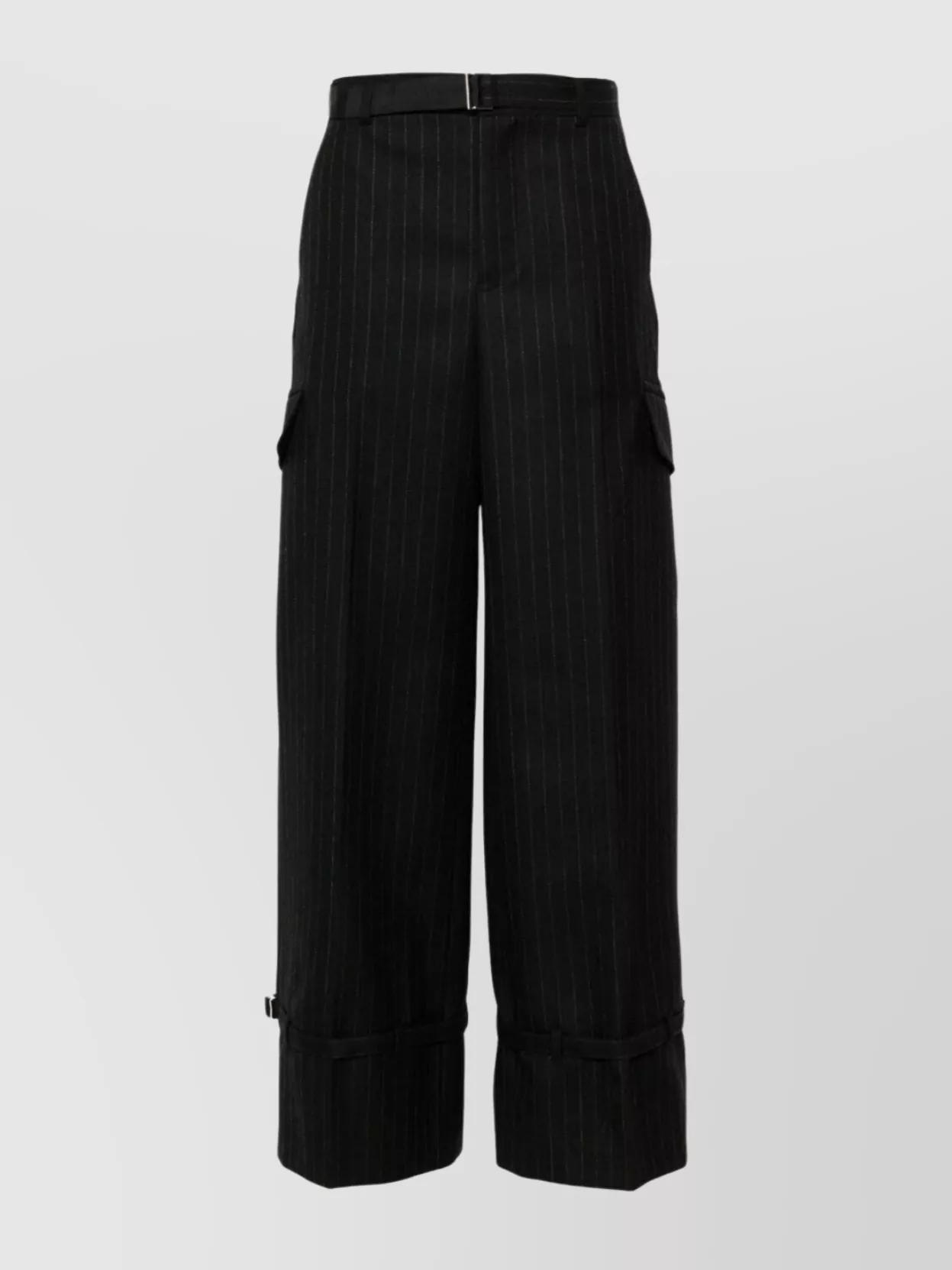 パンツ Sacai Black Wool Wide-Leg Pant sacai Wide-Leg Pants for Women - Shop on FARFETCH