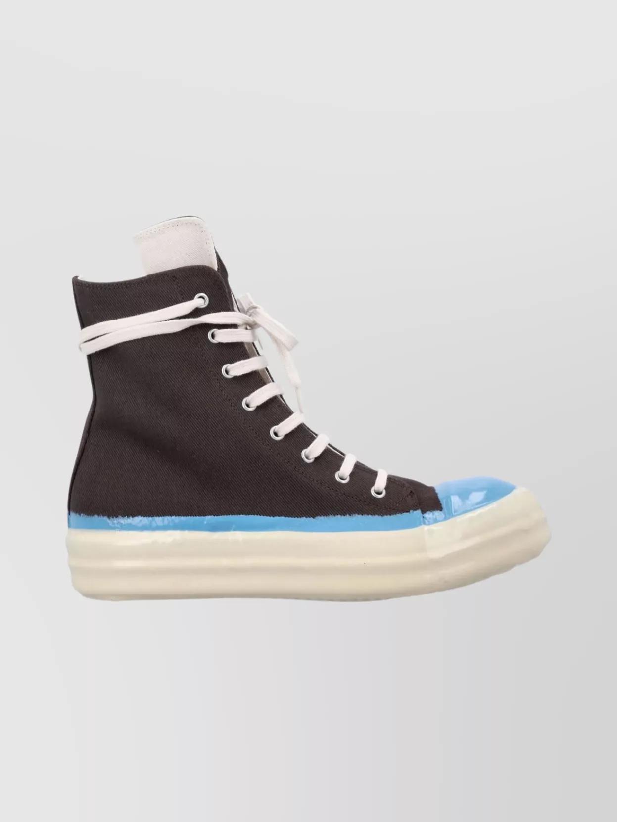 【RICK OWENS】スニークス ハイトップ キャンバス スニーカー RICK OWENS DRKSHDW - 【25SS】コットン キャンバス サイド