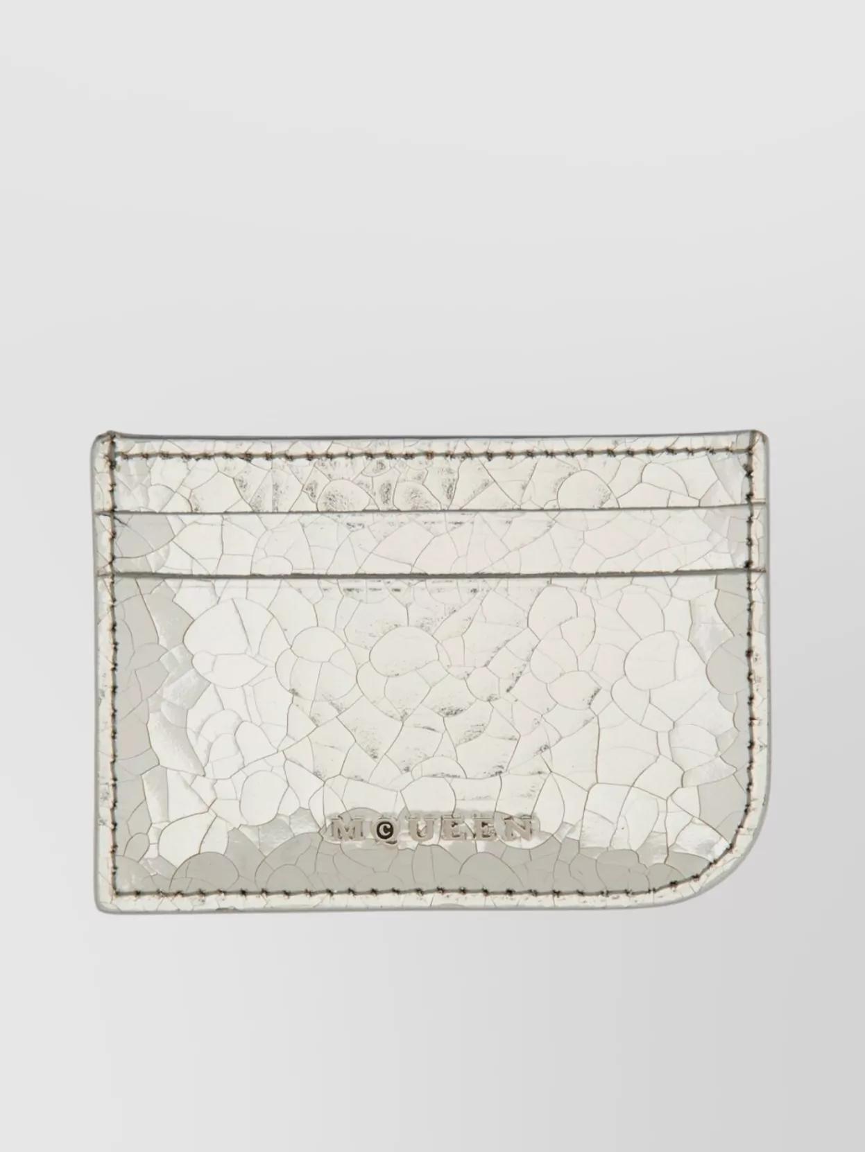 財布・小物その他 ALEXANDER MCQUEEN Silver Leather Card Holder Alexander Mcqueen Skull-embellished Leather Card Holder