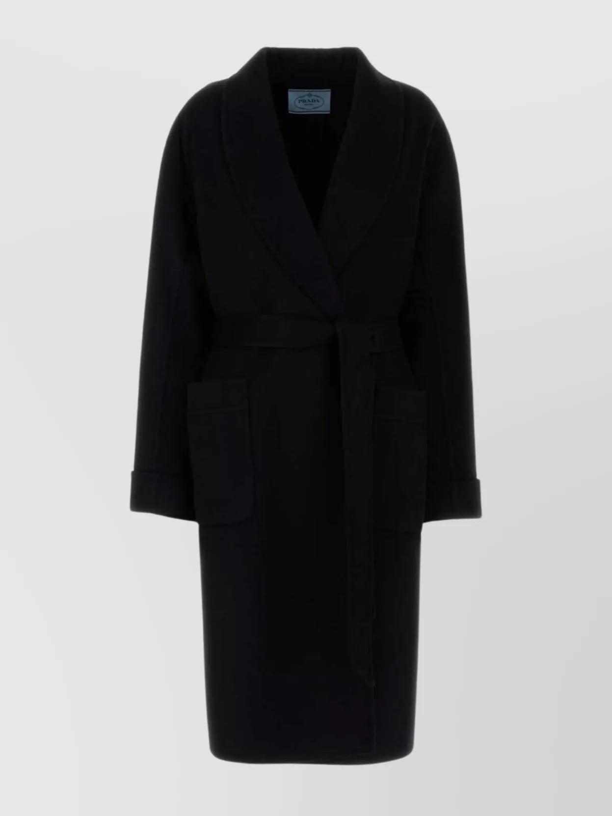 prada--Wool-Blend-Coat-Belted- prada--Wool-Blend-Coat-Belted-
