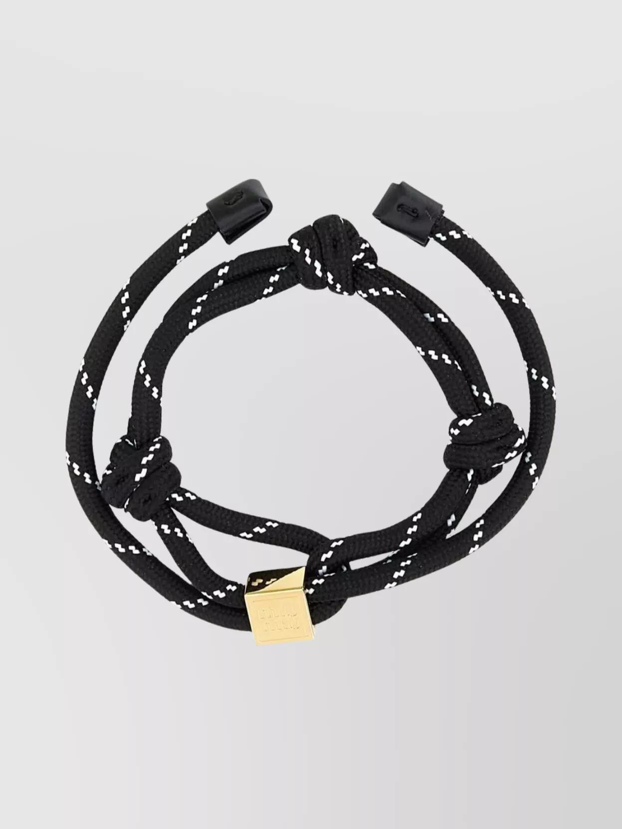 ブレスレット MIUMIU ROPE BRACELET Miu Miu logo-charm Rope Bracelet | Black | FARFETCH