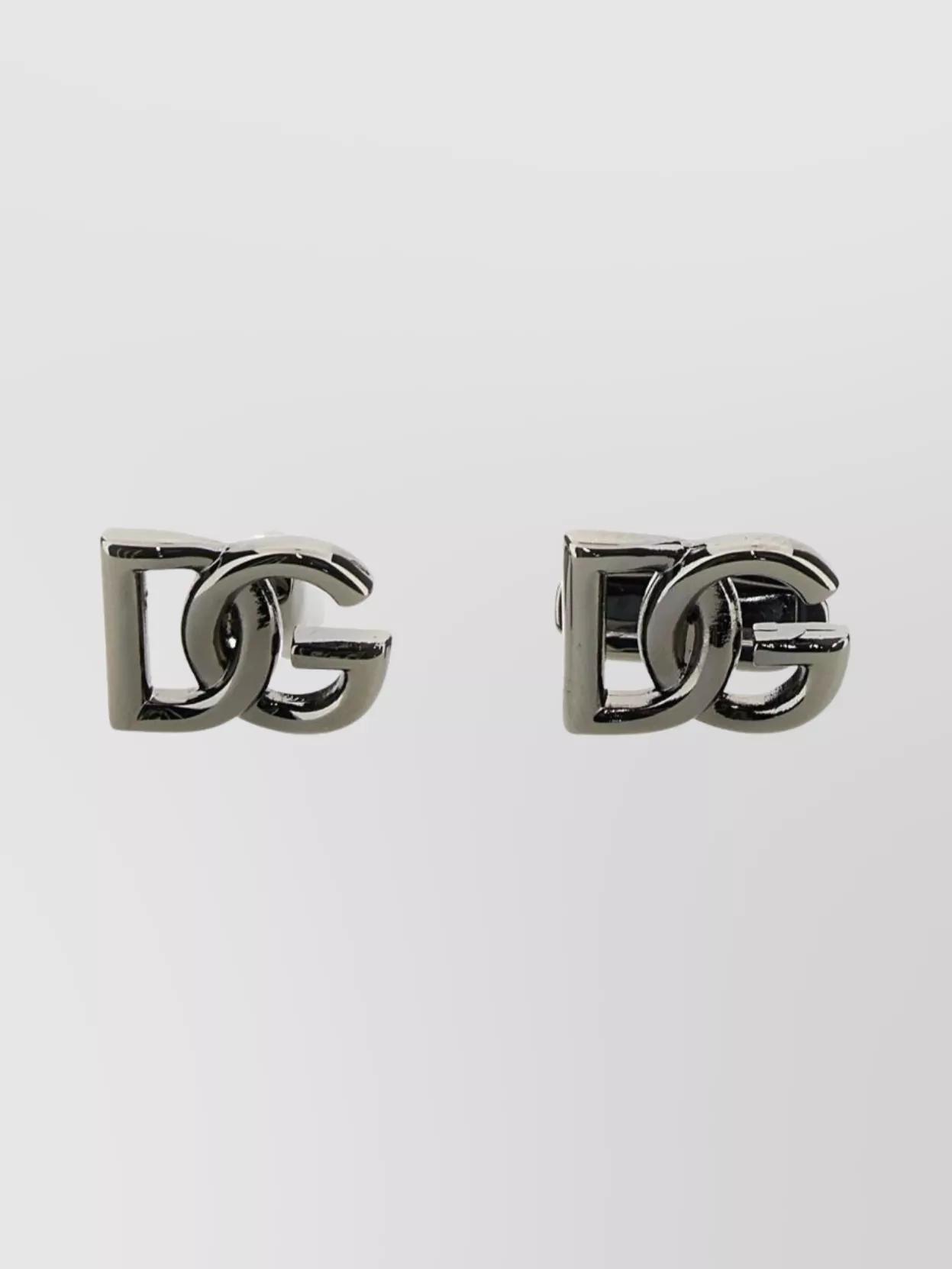 【関税＆送料込み】Dolce & Gabbana Cufflinks With Logo Dolce & Gabbana DG Logo Cufflinks Black x Silver Men's No