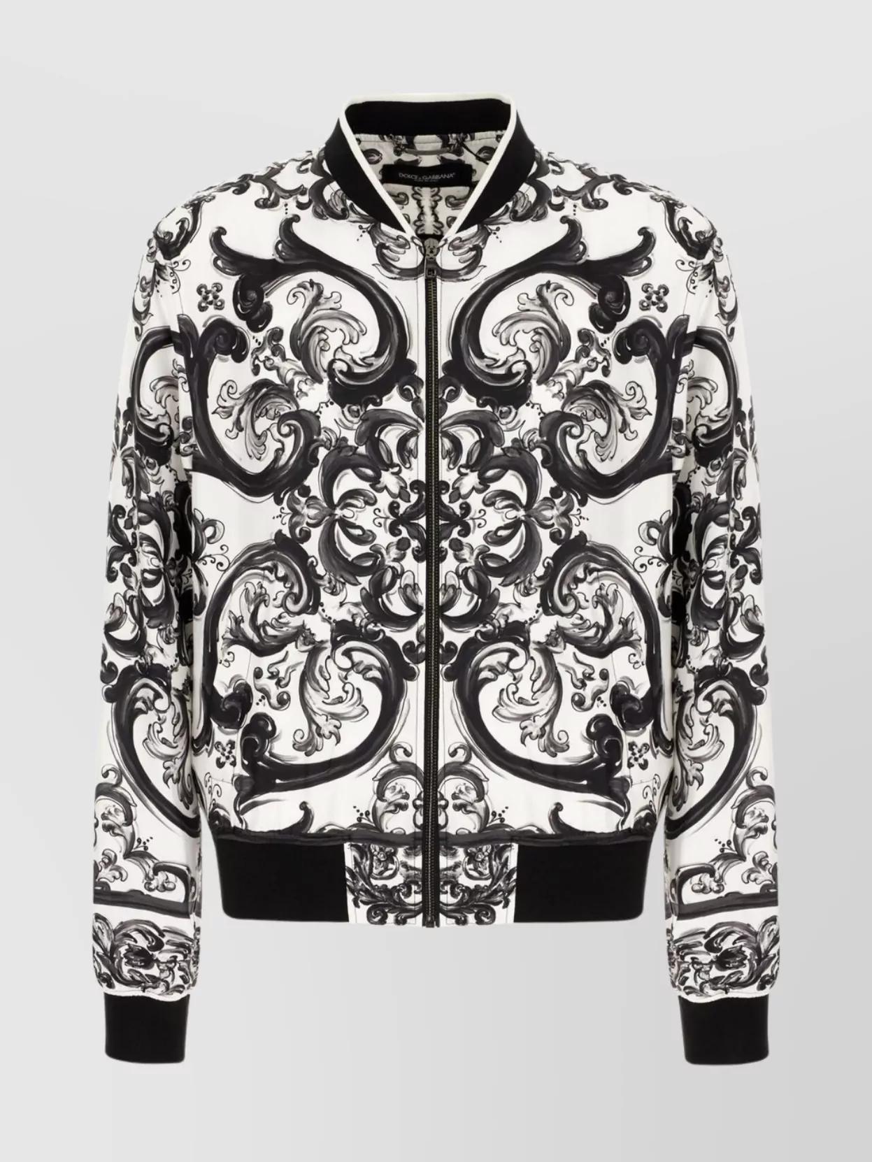 Dolce & Gabbana Silk All-Over Print Bomber Jacket in Black for Men