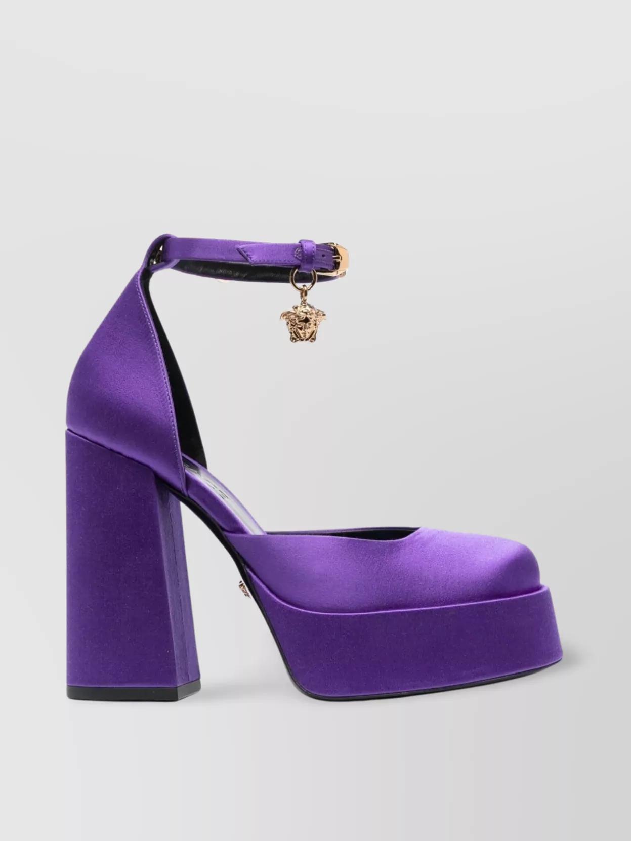 Purple Versace Platforms Versace Satin Block Heel Platform Pumps