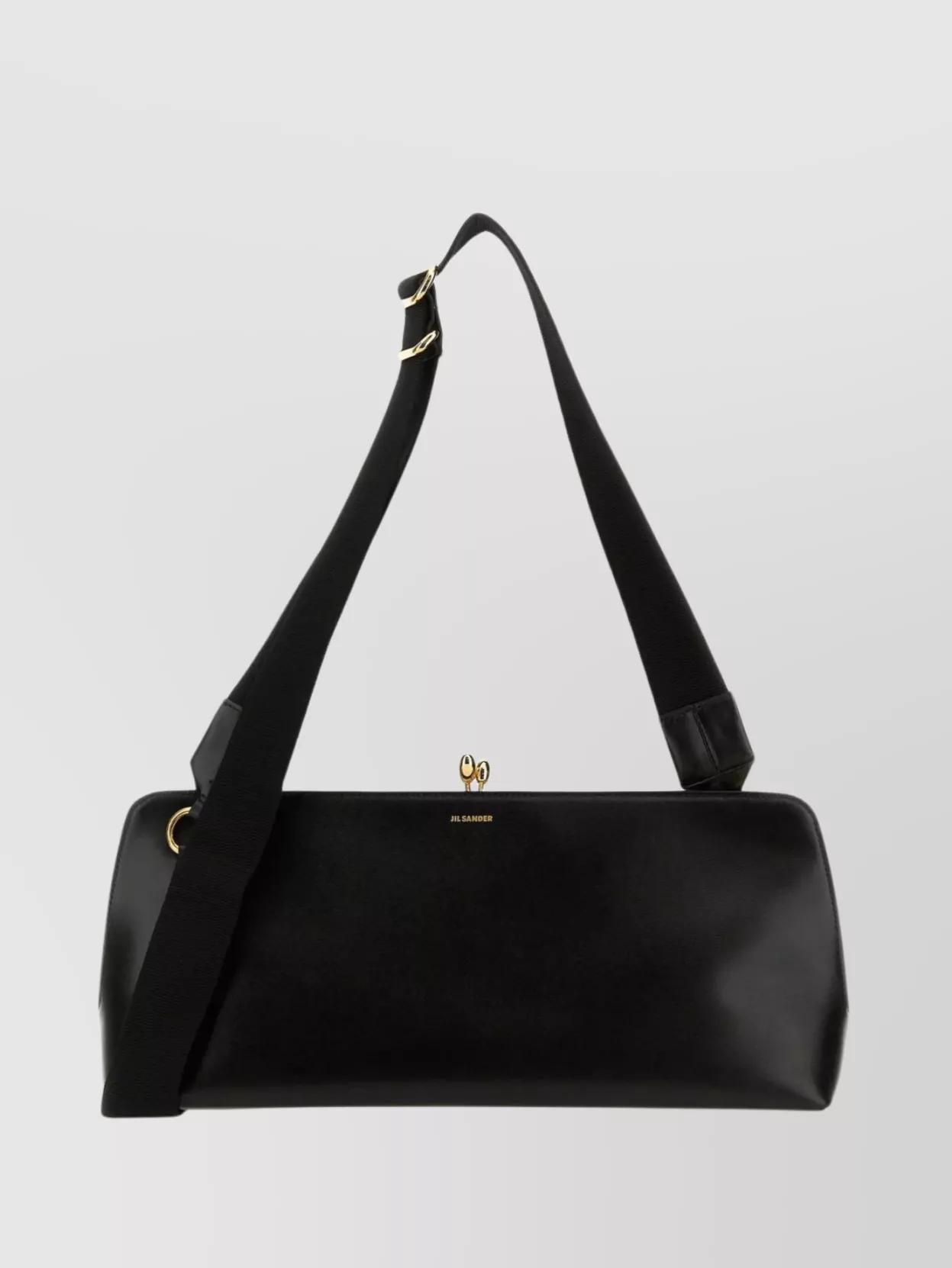 Jil Sander Leather Crossbody Bag With Fabric Strap in Black Lyst