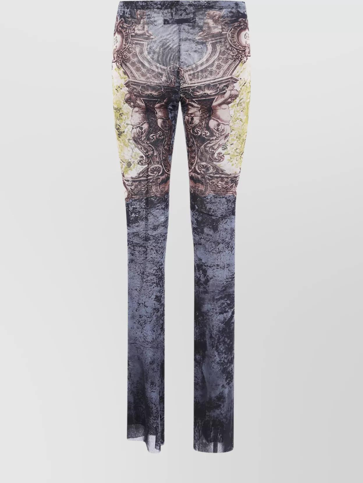 パンツ JEAN PAUL GAULTIER THE MEDAILLON PRINT MESH TROUSERS Médaillon printed mesh slim pants in multicoloured - Jean