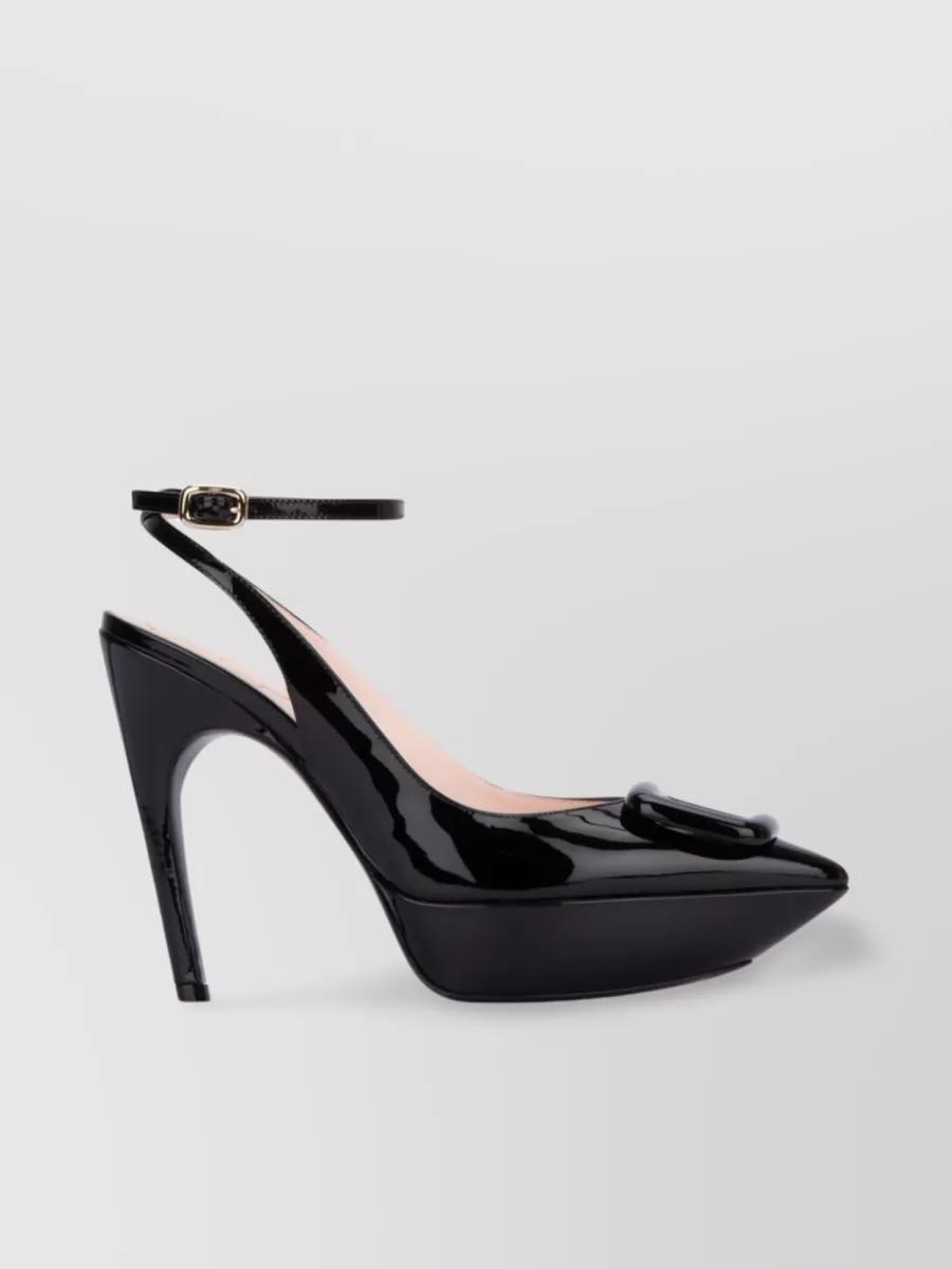 Chaussures Roger Vivier Patent Spuntata GIGI Marron Foncé Taille 40 - Talons Hauts, Boucle Argentée, Neuf Avec Boîte