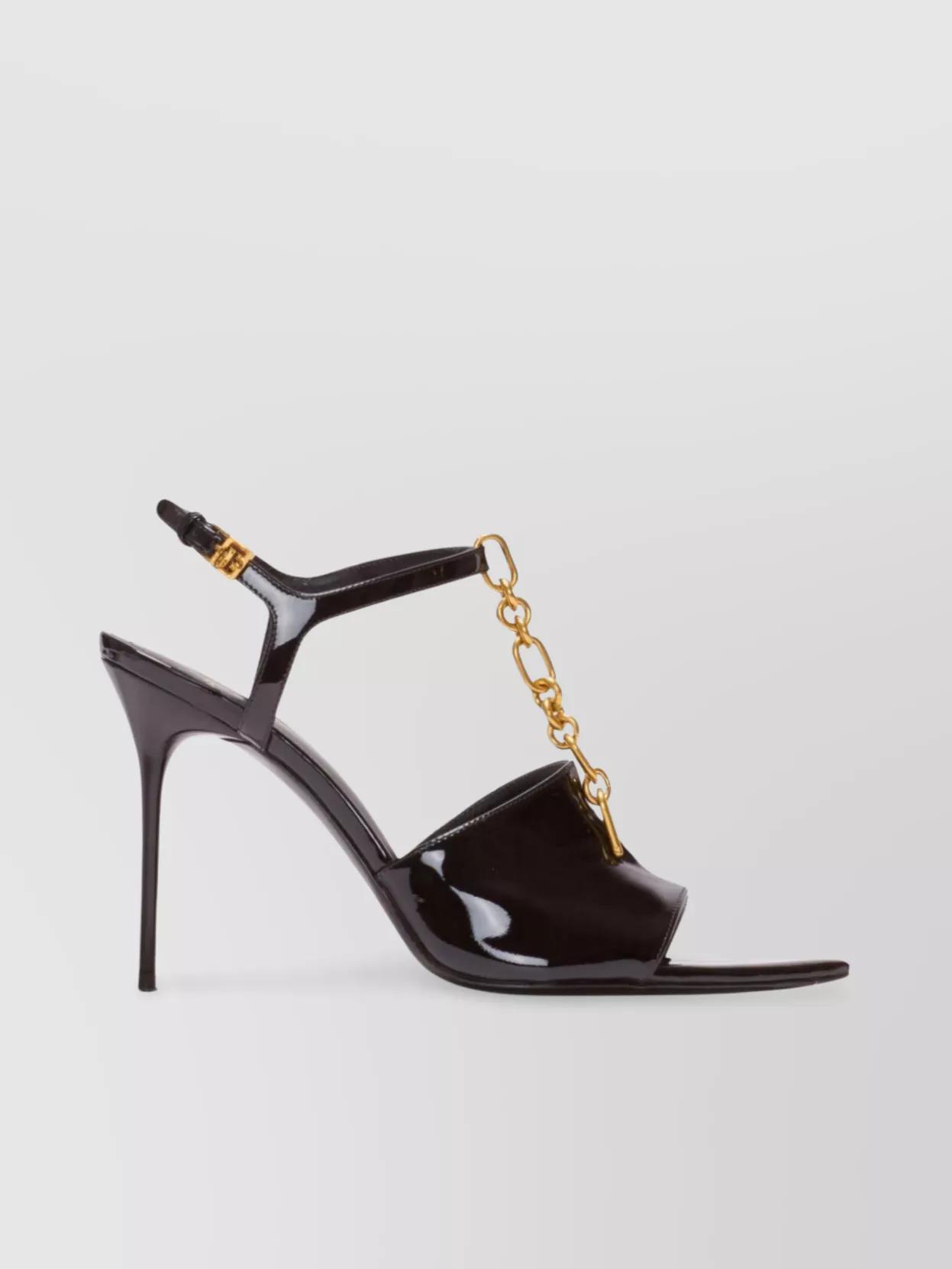 靴 BALMAIN / Chain-Heel Sandal Balmain Ultima Metallic Chain Architectural-Heel Sandals