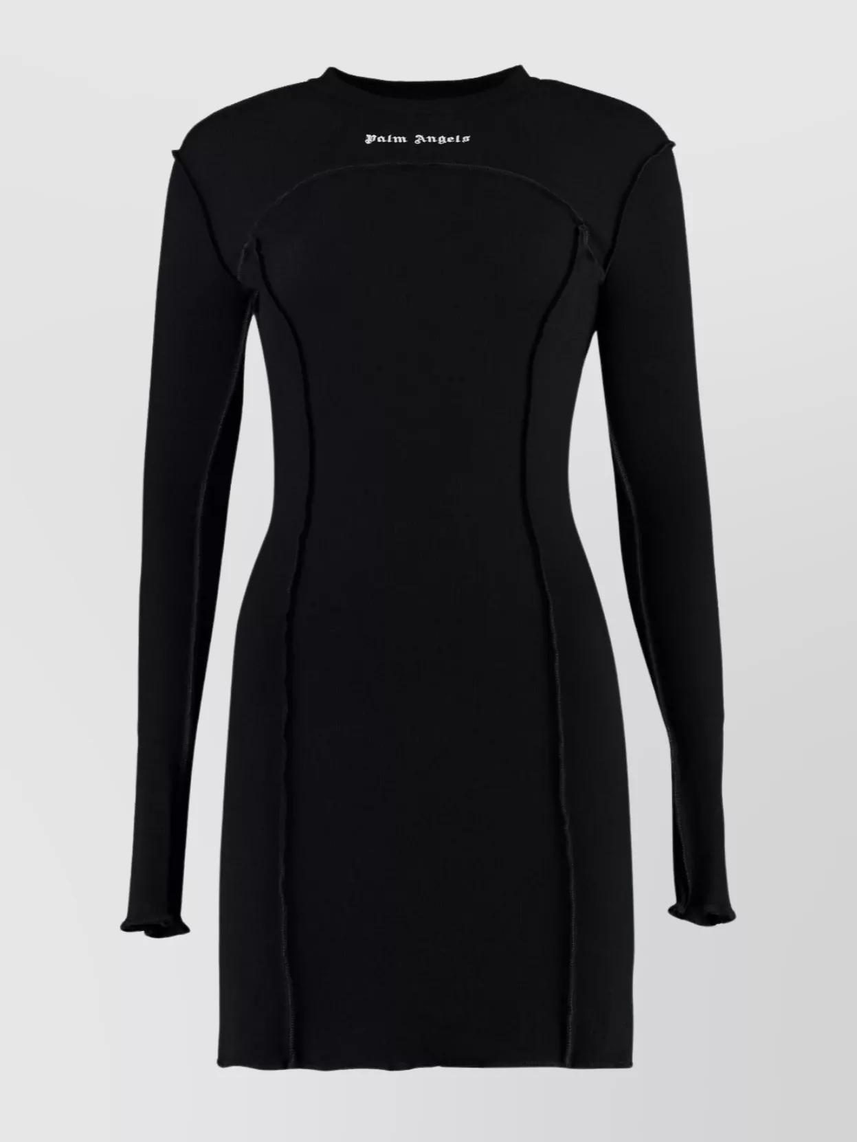 ワンピース Palm Angels Black Cotton Mini Dress With Logo Black Logo Rib Minidress by Palm Angels on Sale