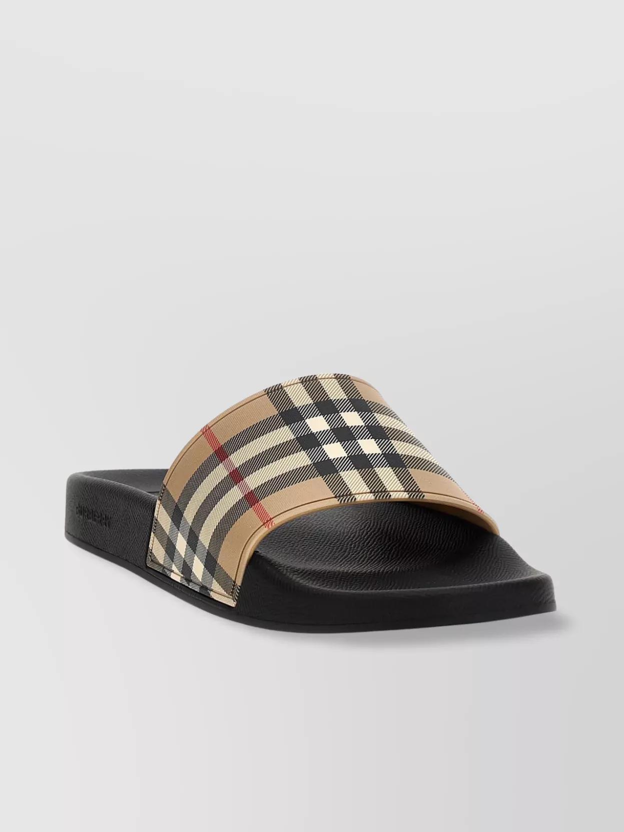 Burberry Black Patterned Slide Sandals Burberry Men main image 2