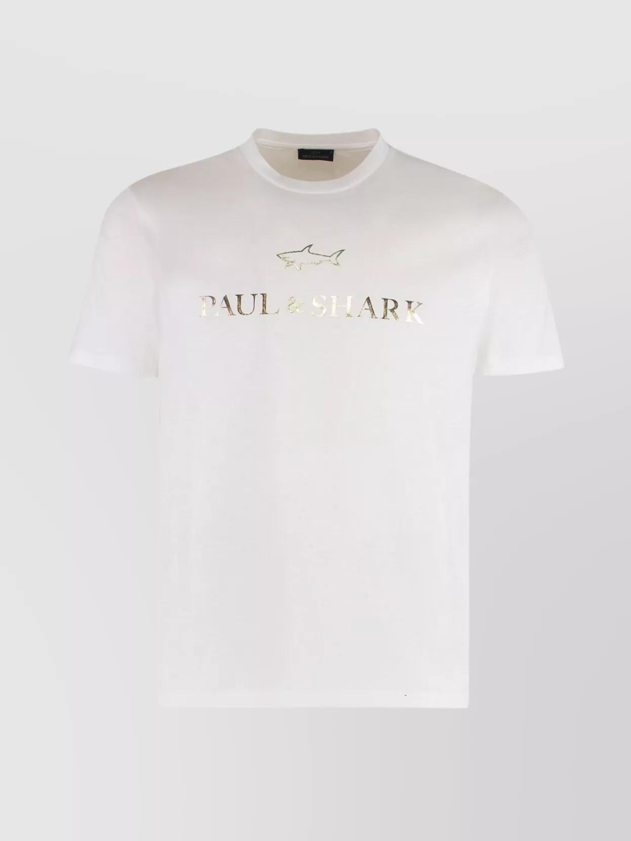 Paul Shark Cotton Jersey Logo Print Crew Neck T-Shirt in White