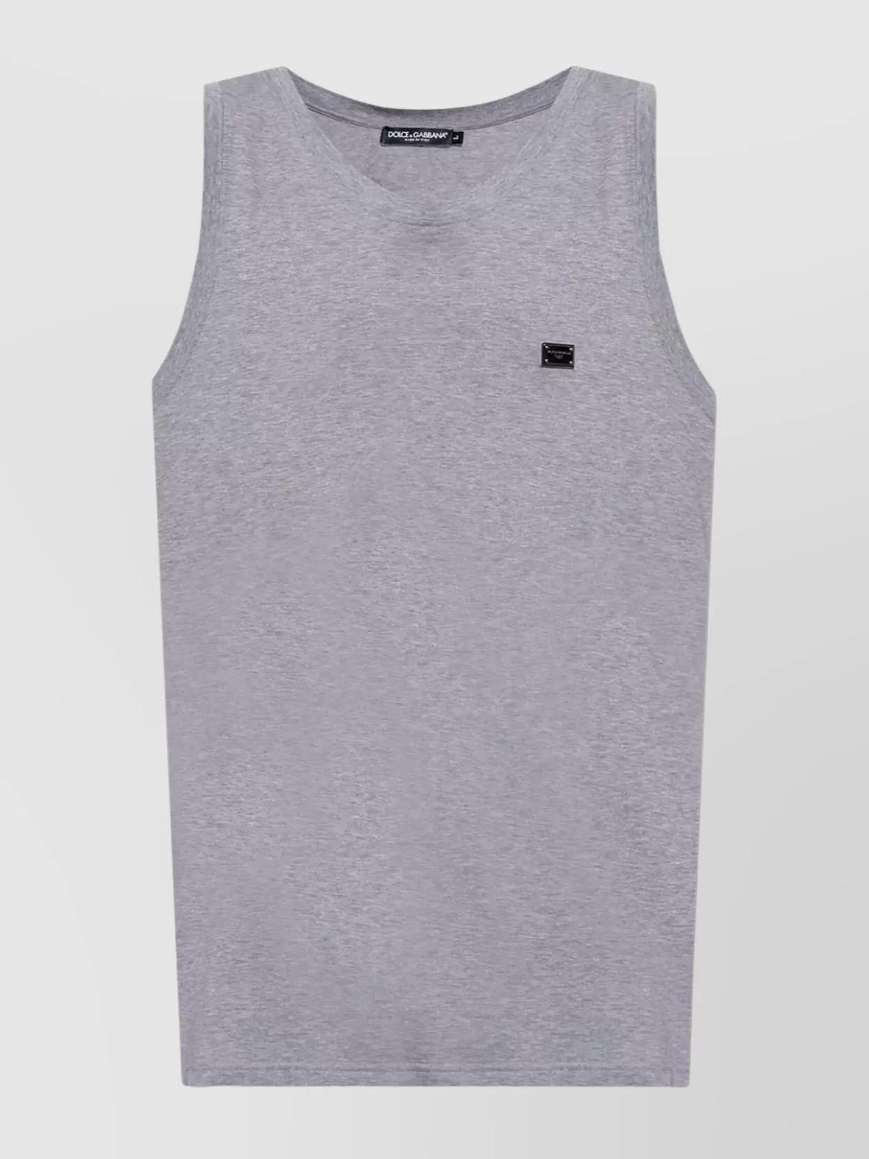 Tシャツ・カットソー DOLCE & GABBANA GREY STRETCH SATIN TANK TOP Tank top with logo DOLCE & GABBANA | Blondie Shop