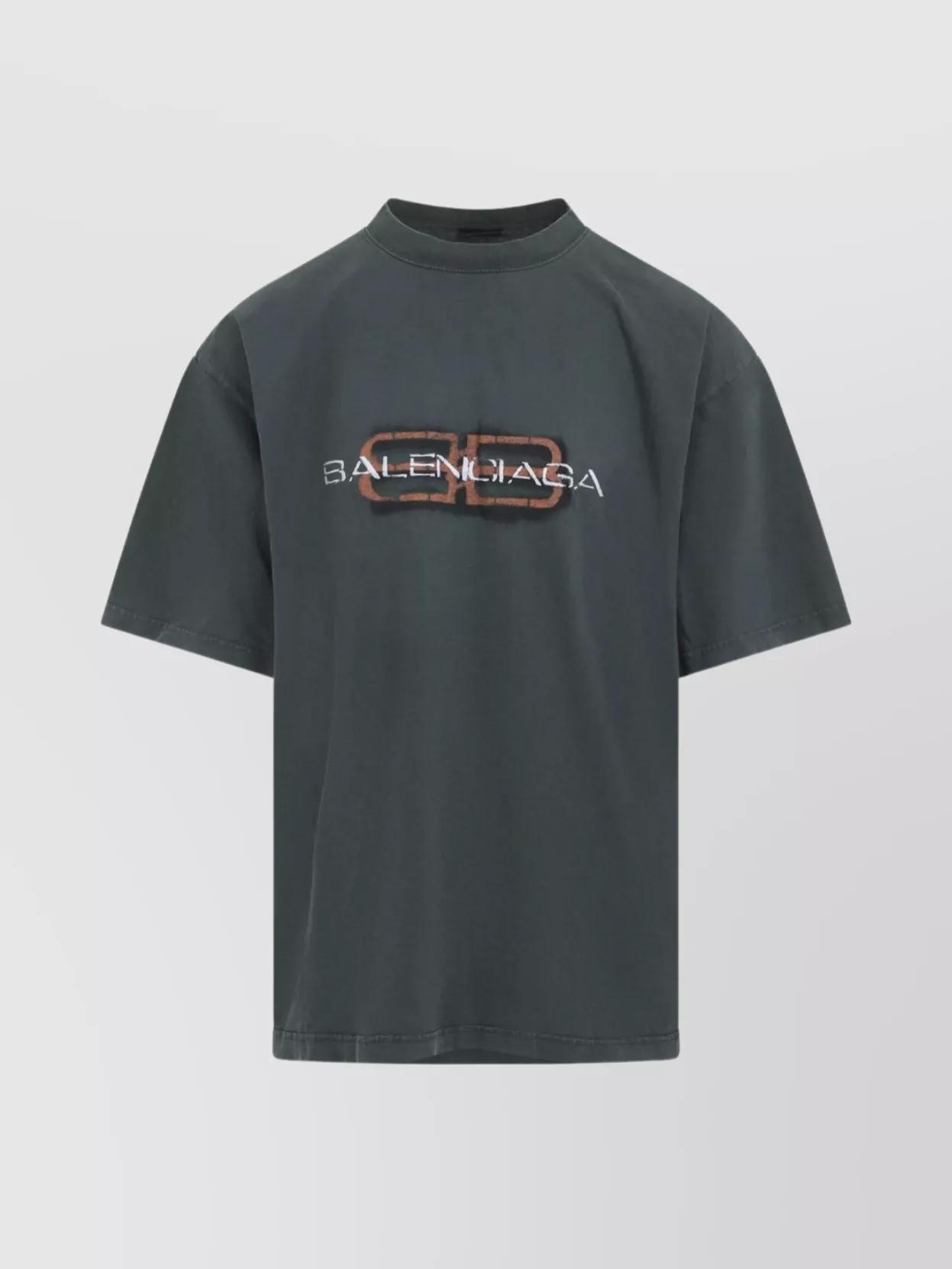 【関税&送料込】Balenciaga T-shirts and Polos Logo cotton T-shirt in black - Balenciaga | Mytheresa