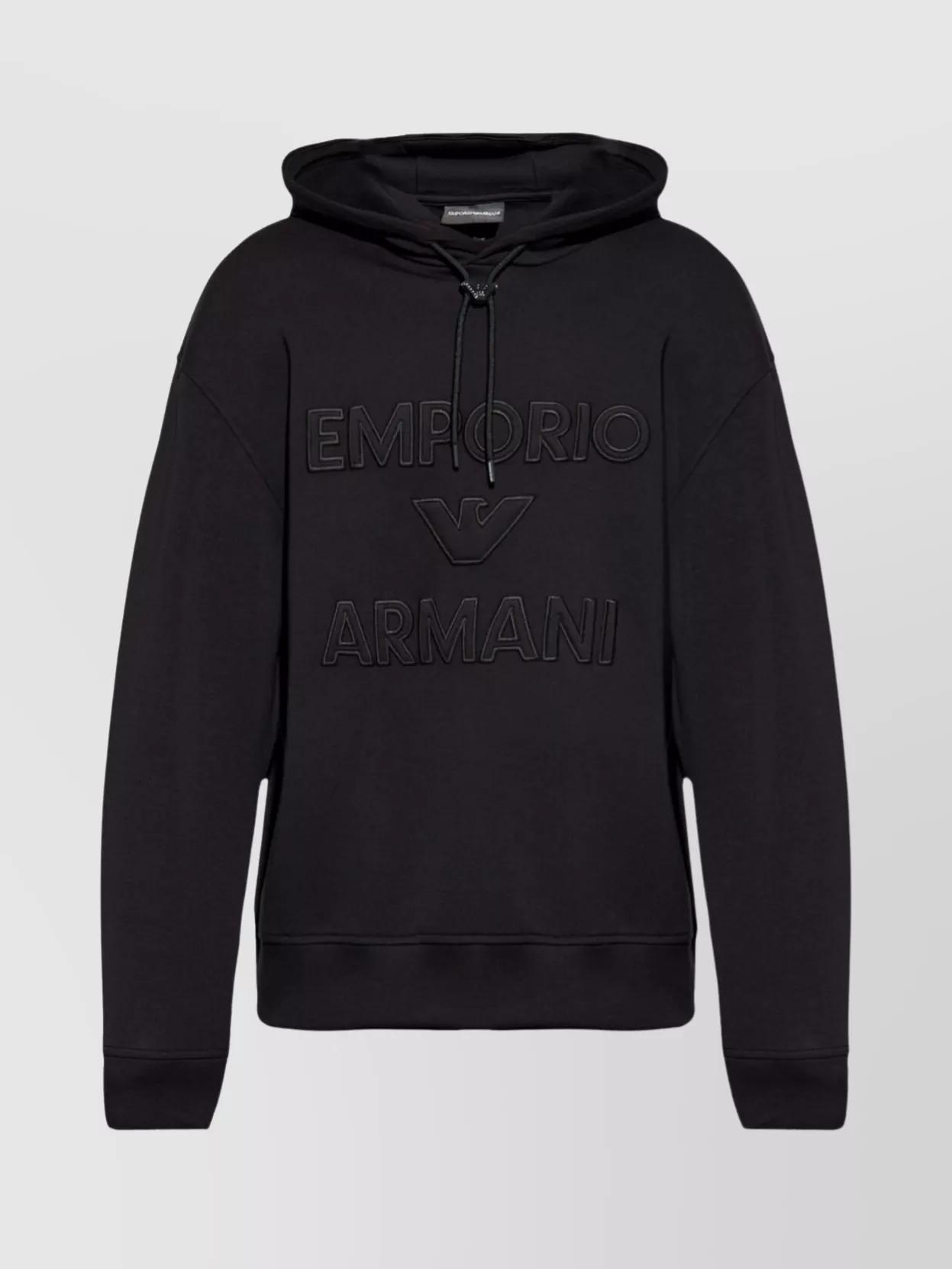 【EMPORIO ARMANI】 Men's Patch Logo Hoodie ★ Cotton 100% Emporio Armani logo-patch cotton-blend Hoodie | Black | FARFETCH