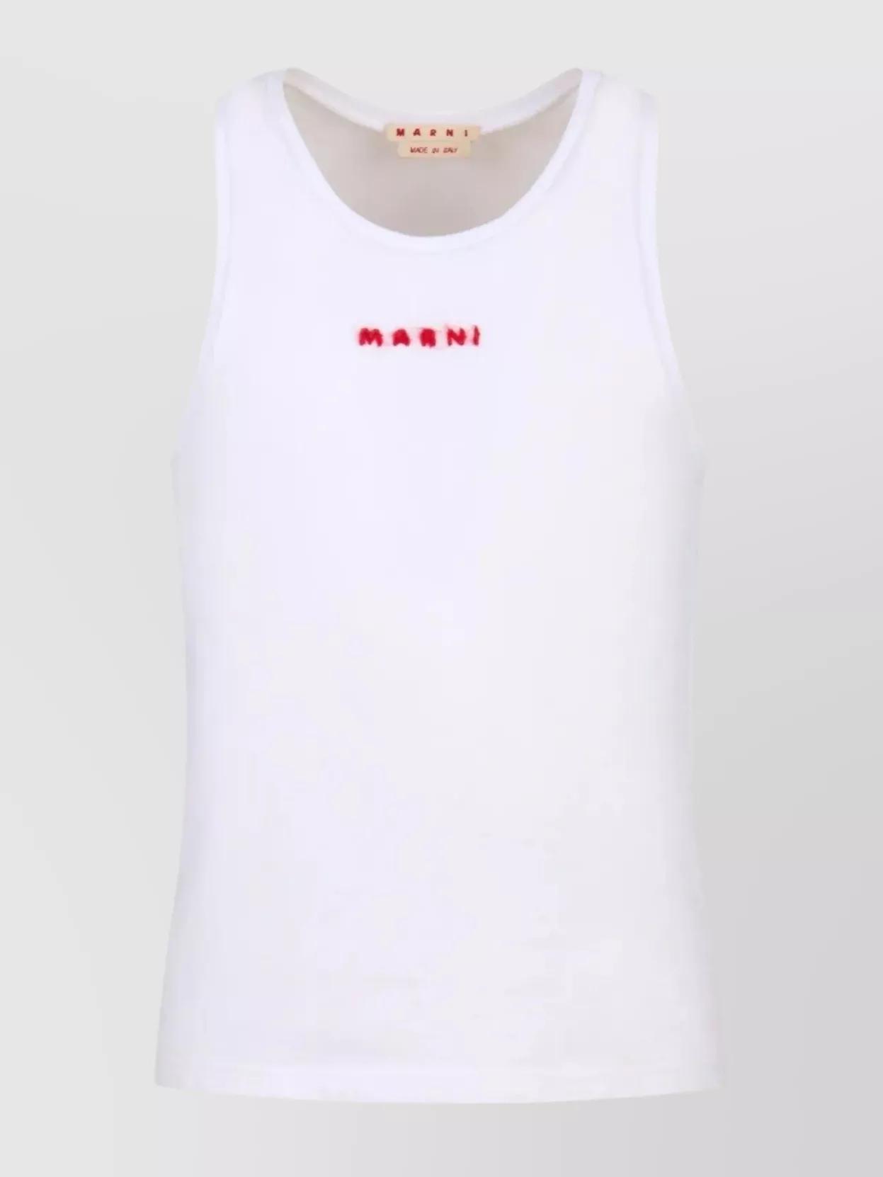Marni Italian Sleeveless Wide Neck T-Shirt in White for Men