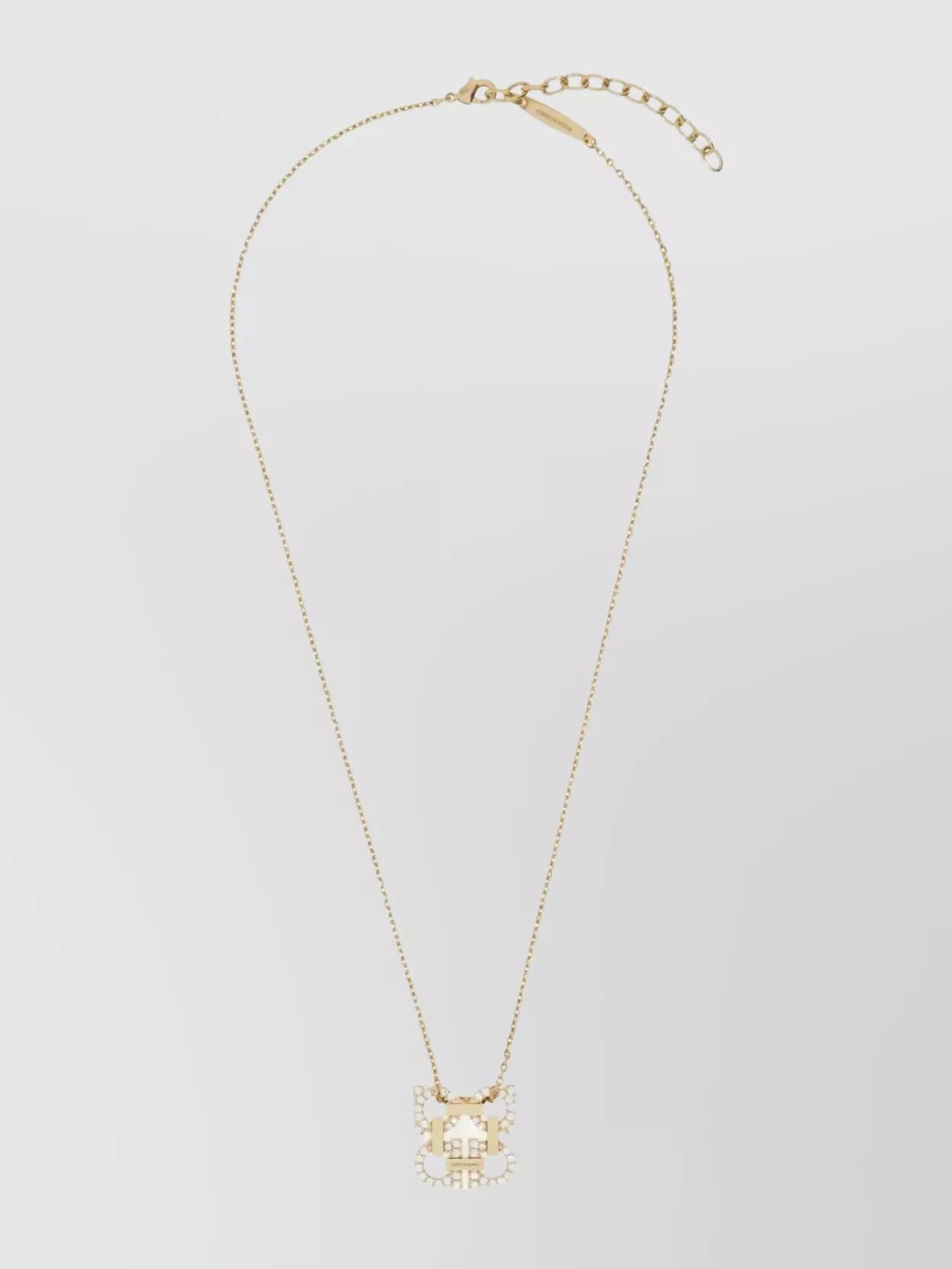 ネックレス・ペンダント FERRAGAMO NECKLACE (760865785164 OROCRYSTAL) Salvatore Ferragamo Necklace Gancini Rhinestone Double