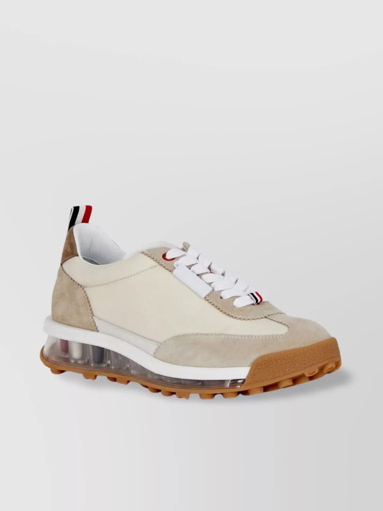 Thom Browne Suede And Nylon Runner Sneakers in White | Lyst