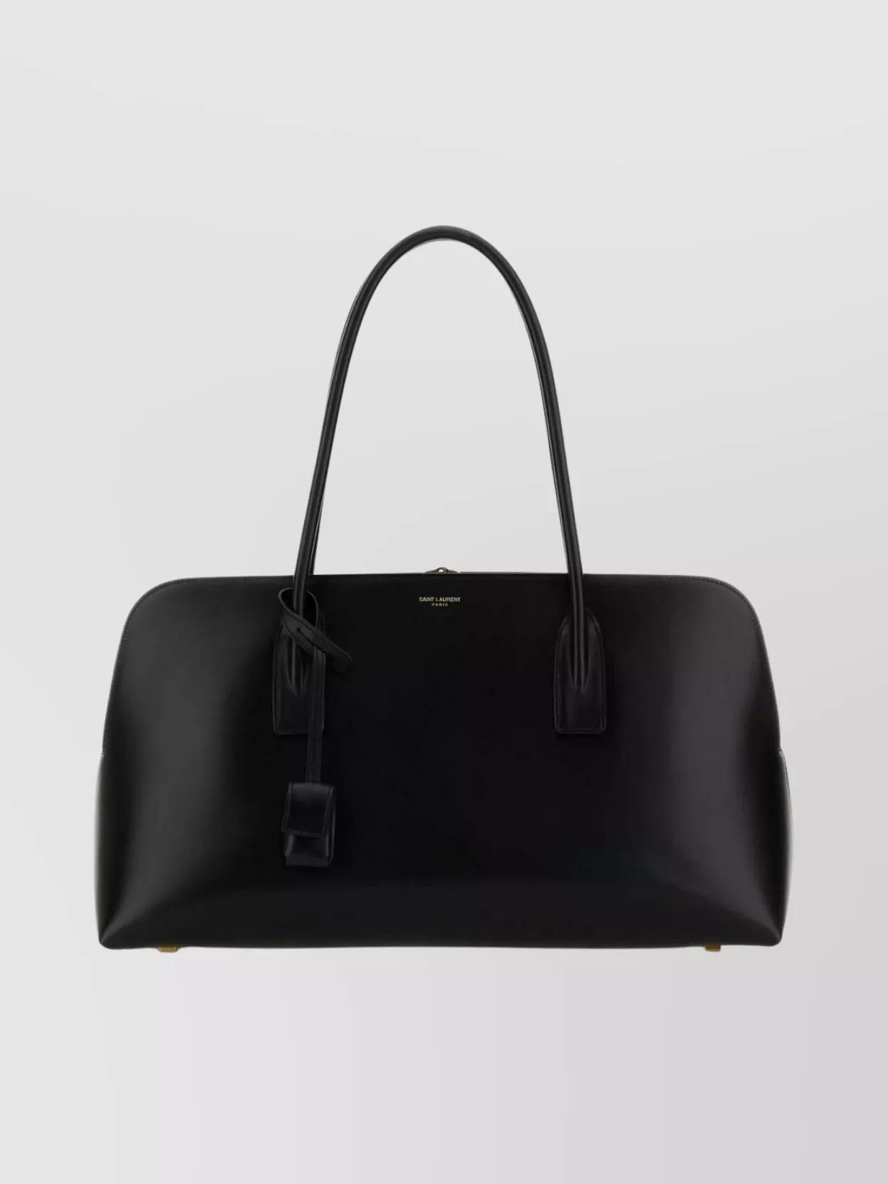 Saint Laurent Structured Leather Shopping Shoulder Bag in Black Lyst