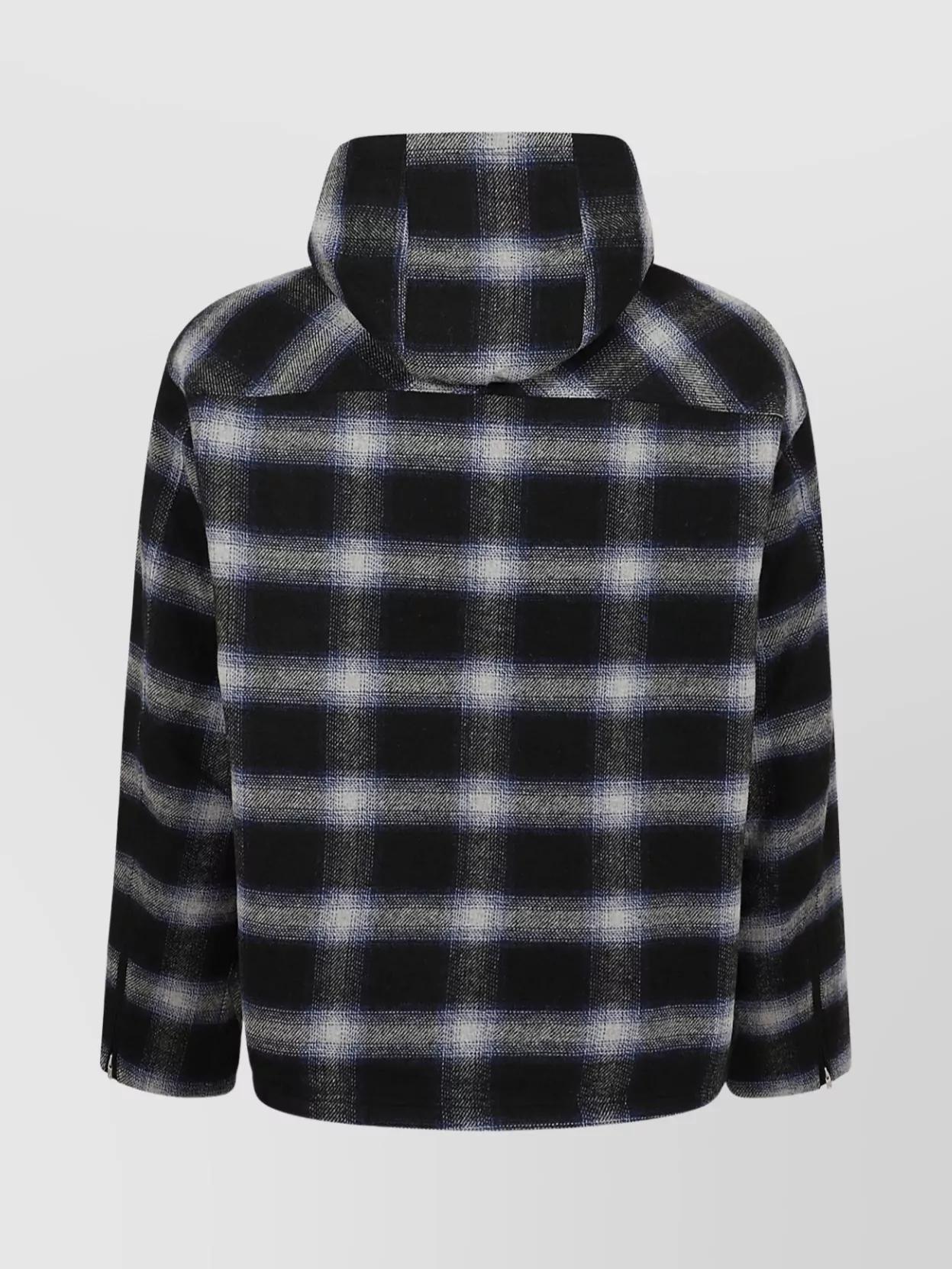 Represent Checked Hooded Overshirt Front Pockets in Black for Men