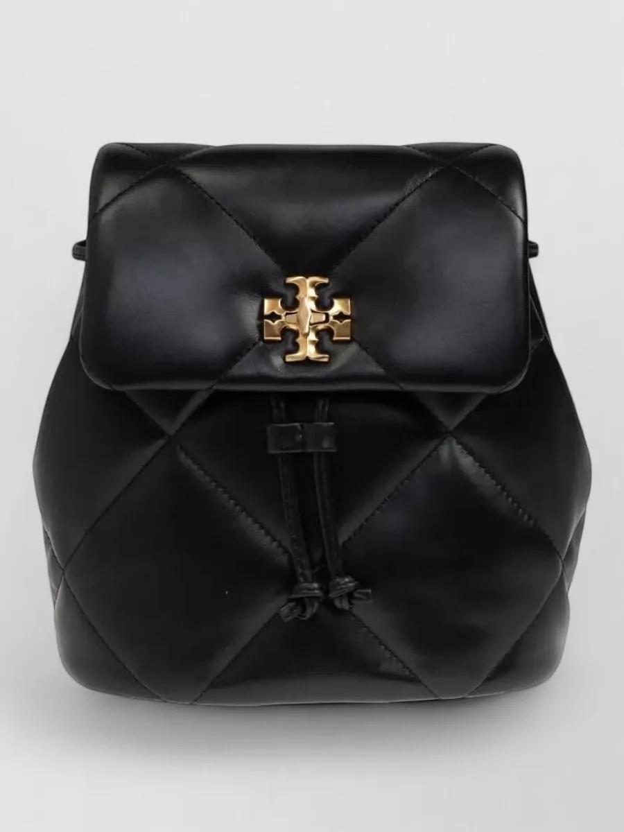Tory Burch Black Logo Backpack Tory Burch Black Leather Logo Flap Braided Tassel Backpack  main image 3