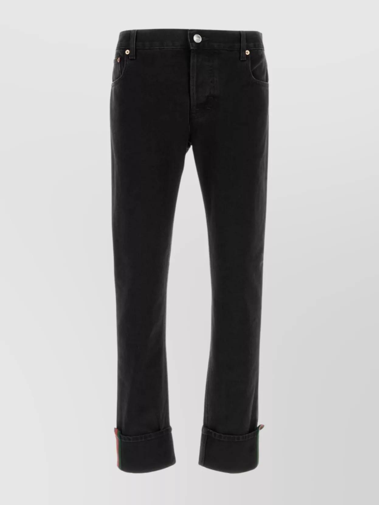 Gucci Denim Jeans With Belt Loops And Turn-Up Cuffs in Black for 