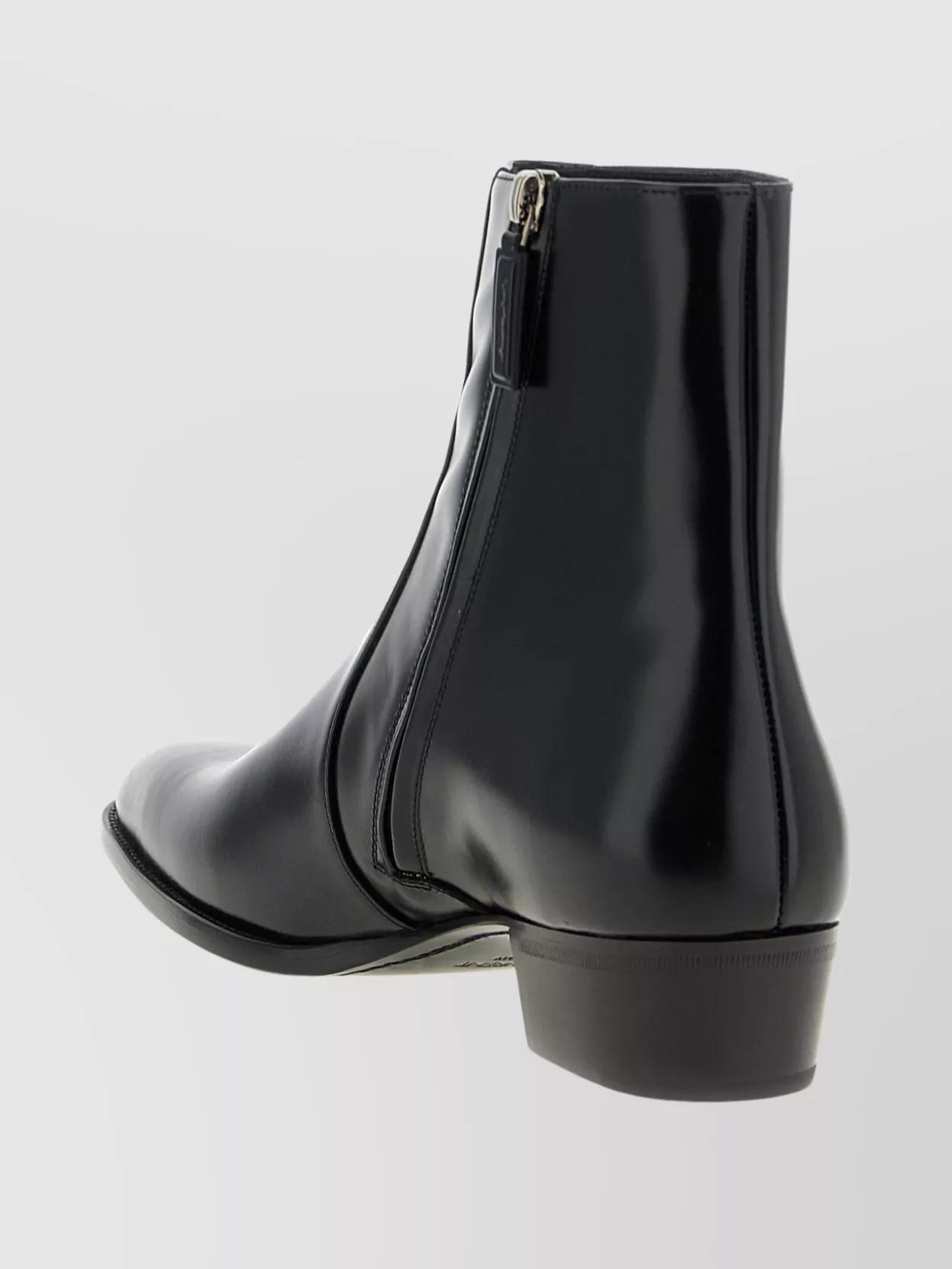 Saint Laurent Ankle Boots With Block Heel And Pointed Toe in Black