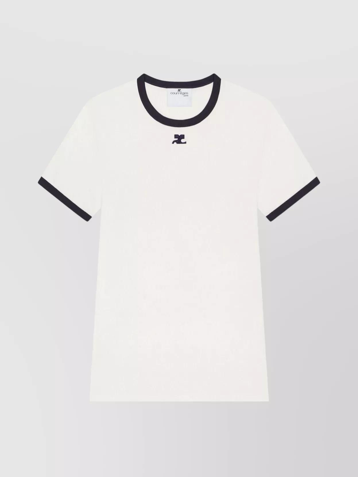 Courreges【Bumpy Short Sleeve T-Shirt】 Courreges Bumpy Cut Out Cotton T-Shirt in Black & Heritage