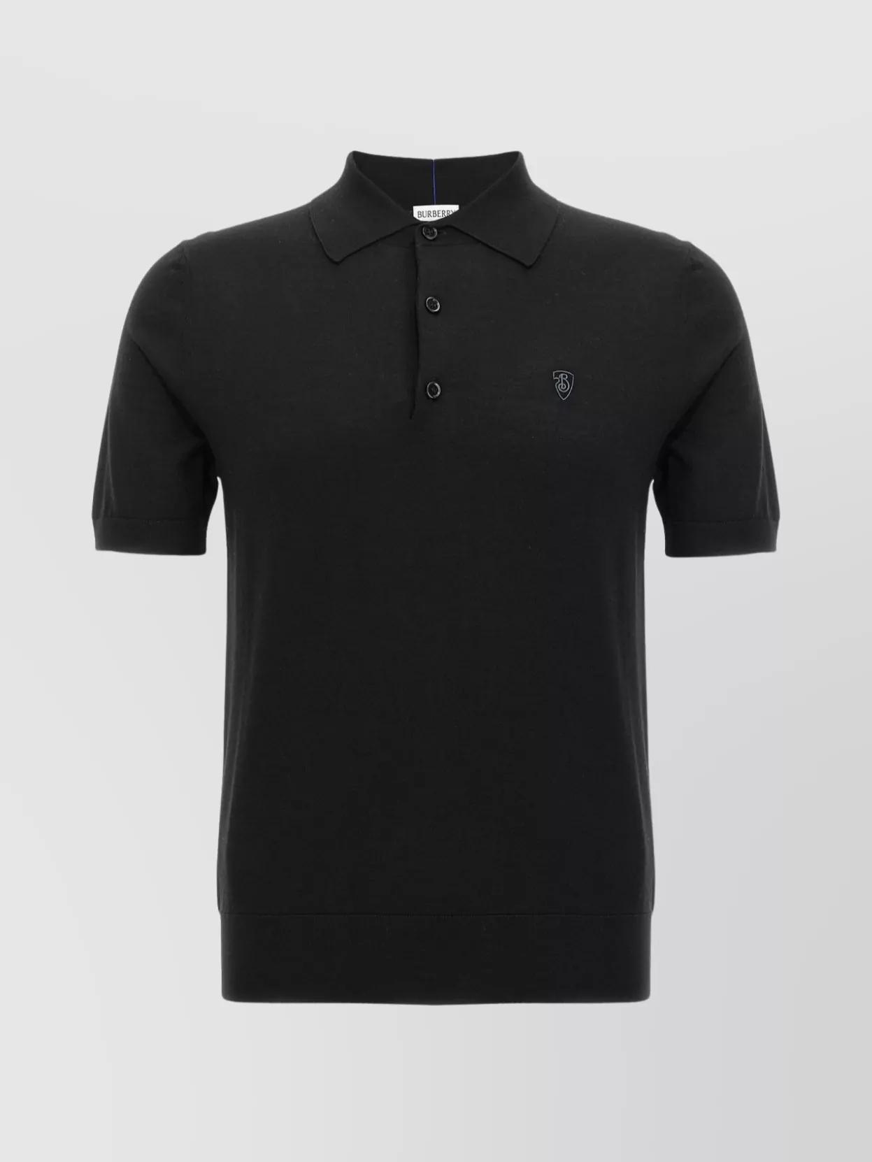 Burberry Wool Polo Shirt in Black for Men | Lyst UK