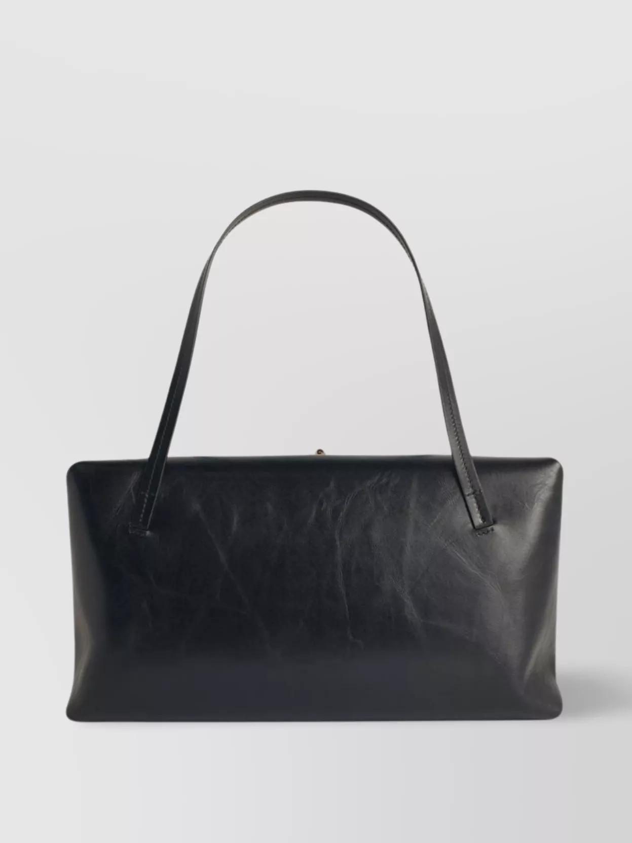 トートバッグ JIL SANDER Black Leather Medium Goji Pillow Shoulder Bag Jil Sander: Black Goji Pillow Medium Bag | SSENSE