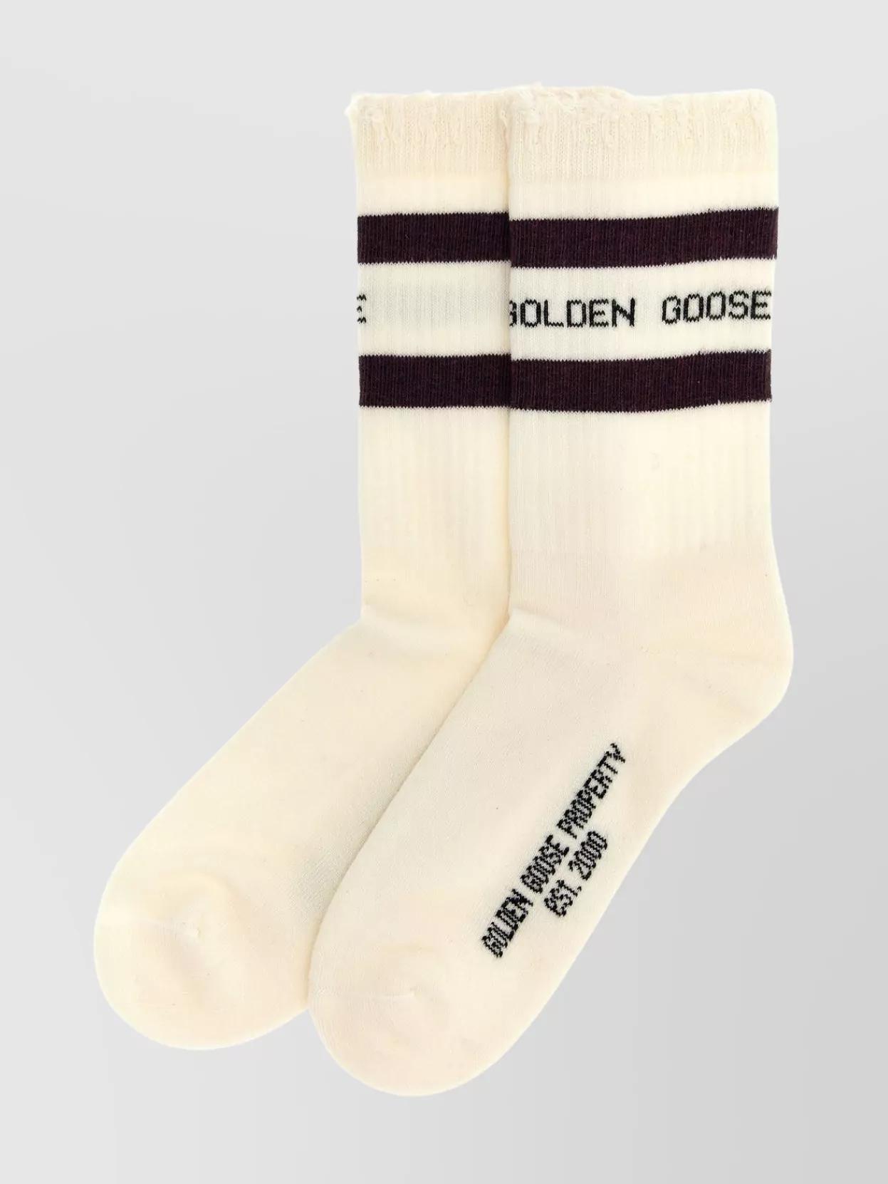 Buy Vintage white socks with distressed details and two-tone