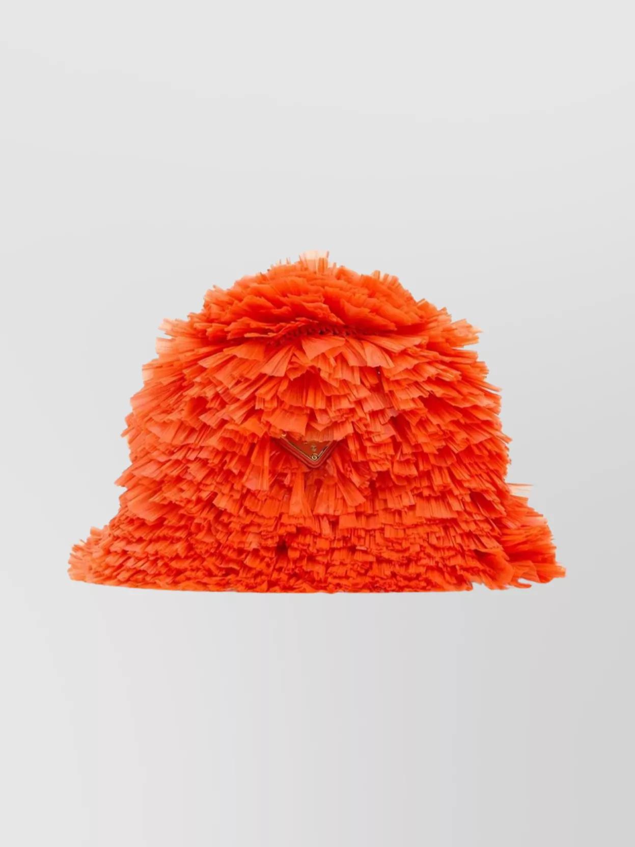 Prada Raffia Embellished Bucket Hat in Orange | Lyst display picture 1