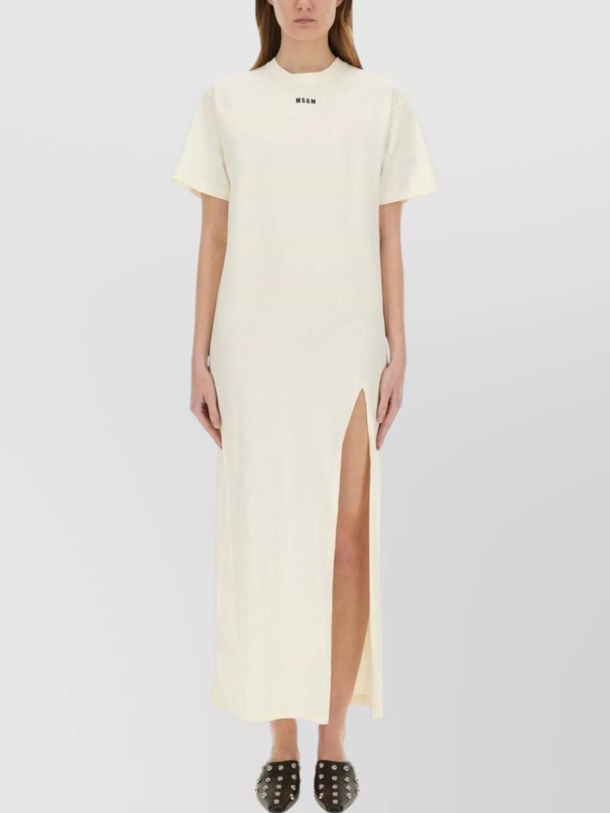ワンピース MSGM LONG COTTON DRESS WITH SLIT MSGM Maxi Dress With Side Slit in Black | Lyst