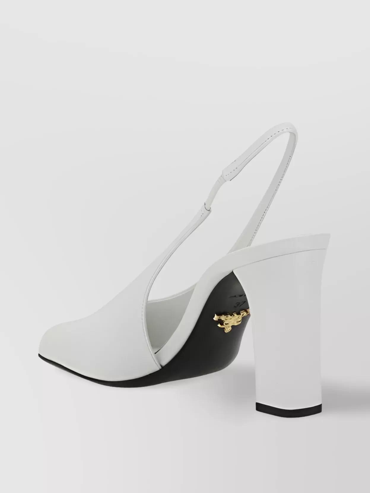Prada Leather Block Heel Pumps in White | Lyst